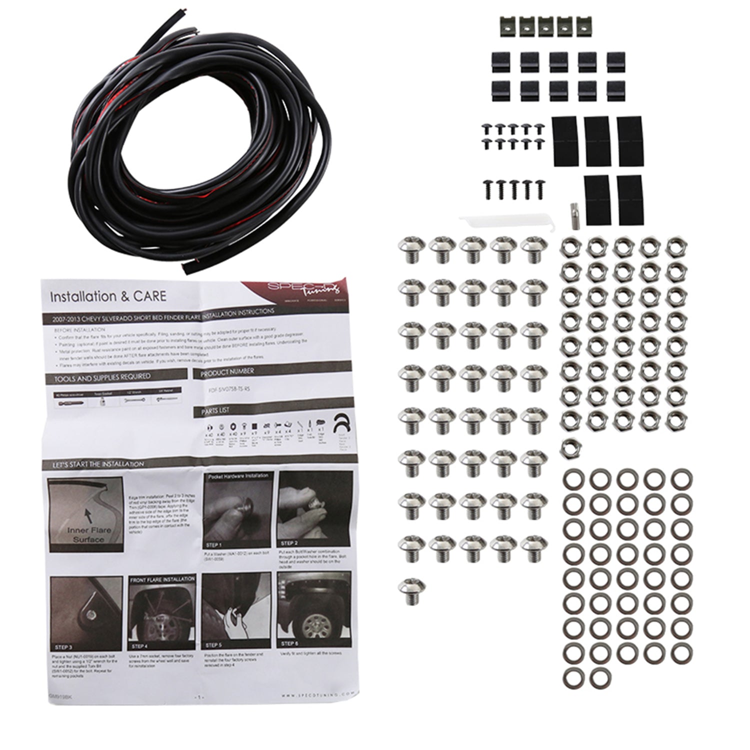 2007-2013 Chevy Silverado 1500 Fleetside 69.3" Factory OE Style Fender Flares