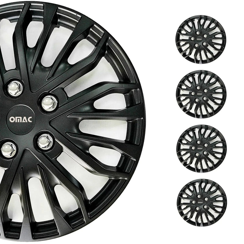 Rimini Hub Caps Wheel Cover 16" Matt Black & Grey Full Set 4 pcs.