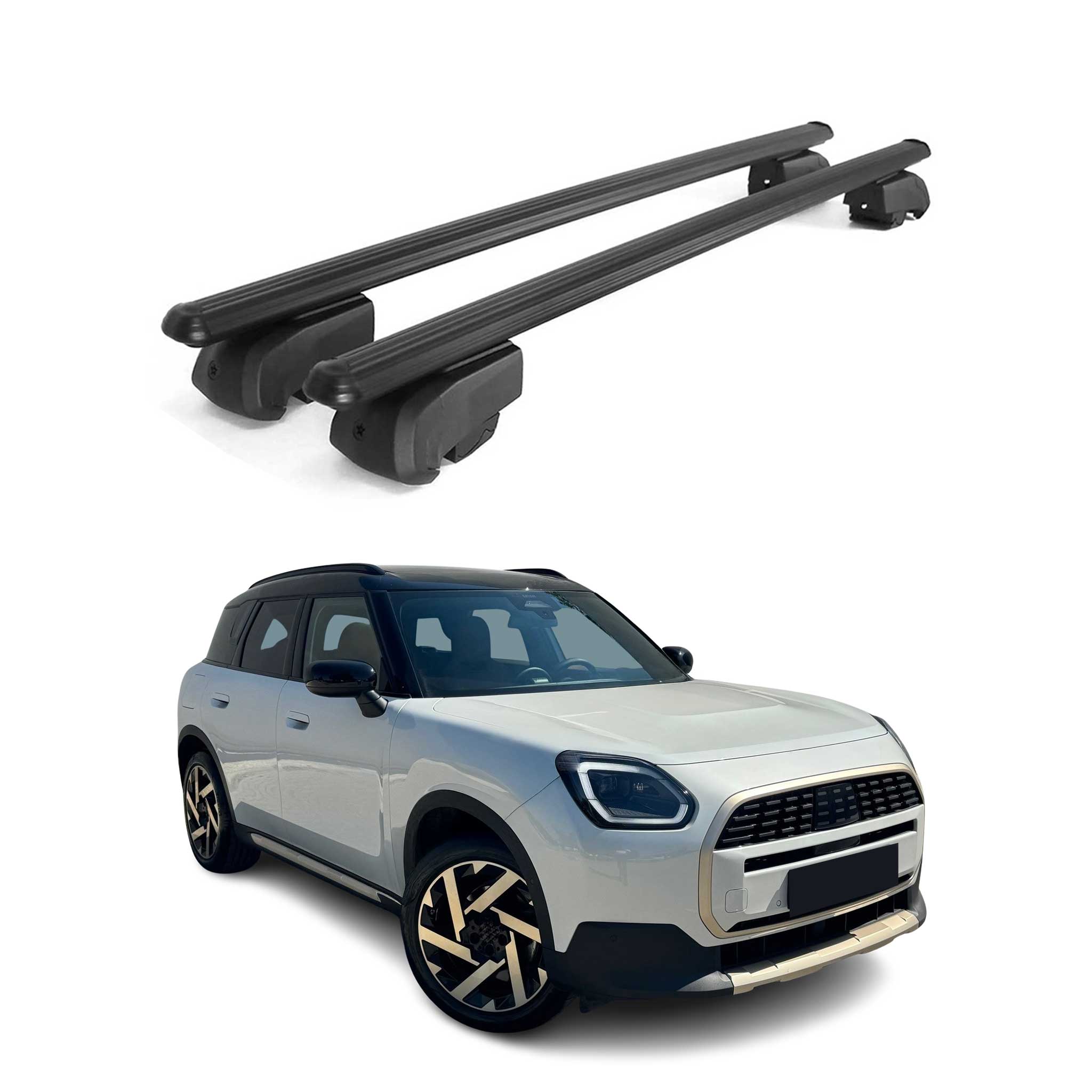 2024-2025 Mini Countryman Roof Rack Cross Bars Luggage Carrier Alu Black 2x
