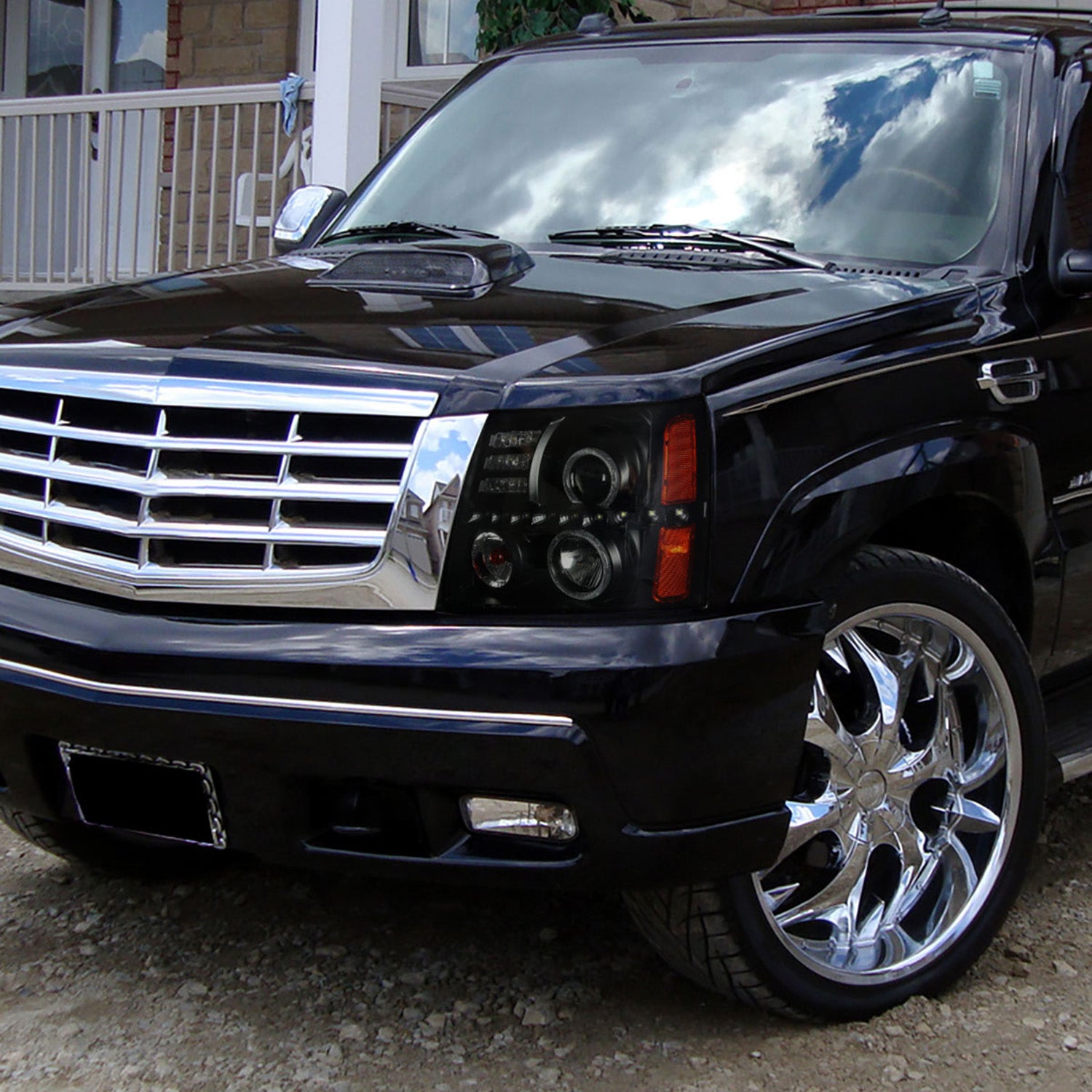 2002-2006 Cadillac Escalade Dual Halo Projector Headlights SMD LED Light Smoke