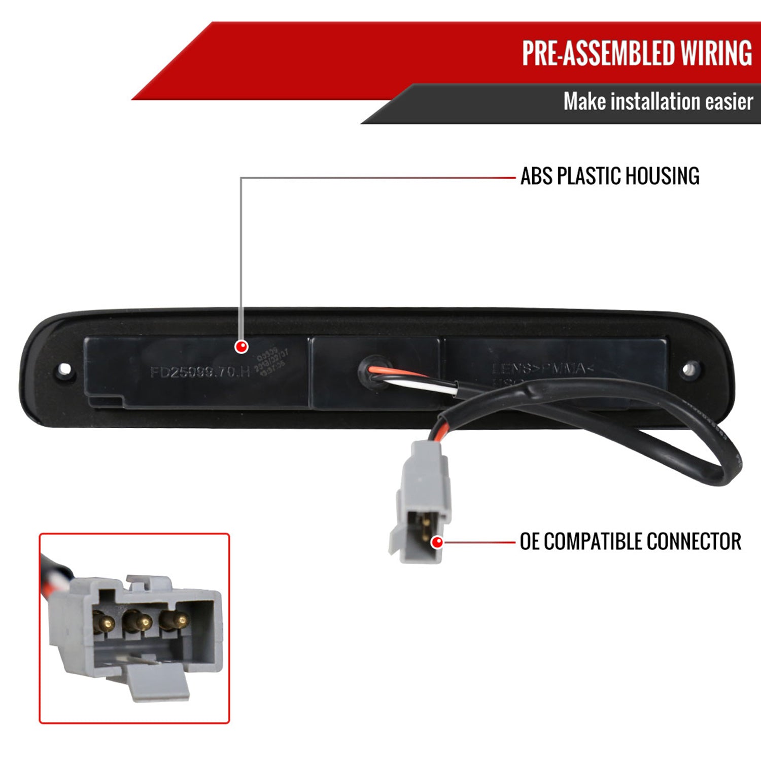 1993-2016 Ford F-250/350/450/550/Ranger LED 3rd Brake Tail Light Chrome