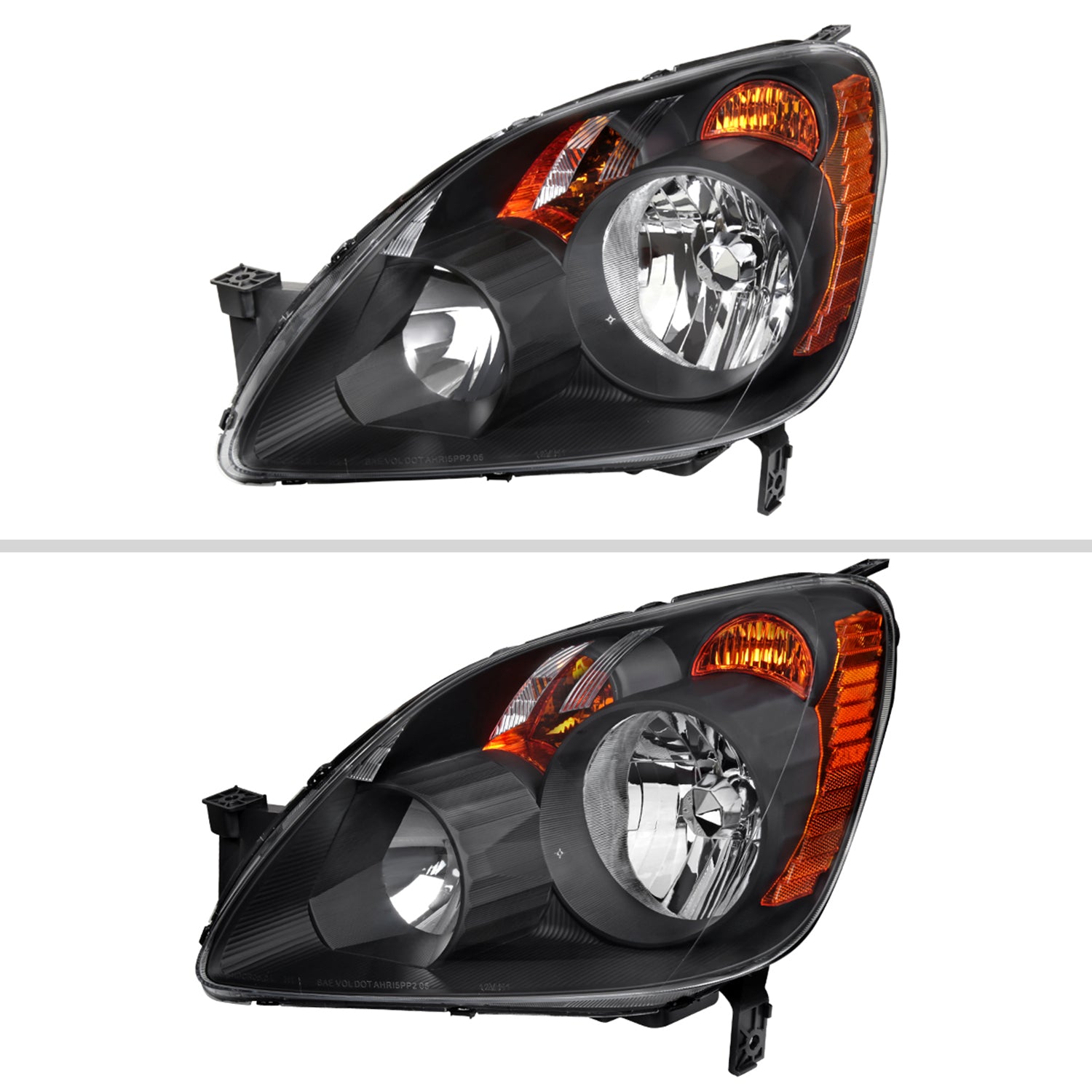 2005-2006 Honda CR-V Factory JP Headlights w/Amber Reflectors Matt Black/Clear