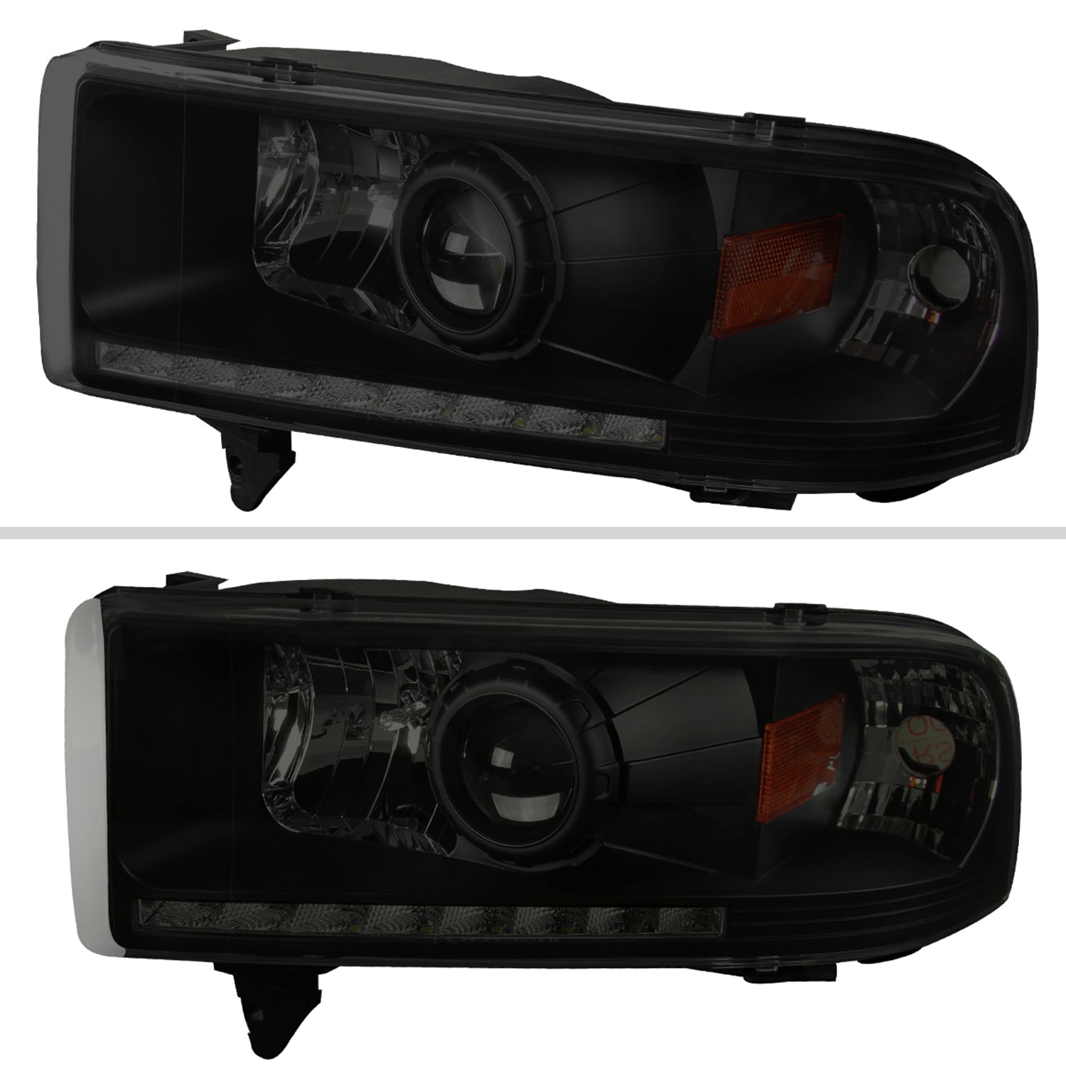 1994-2001 Dodge RAM 1500/ 1994-2002 RAM 2500 3500 Projector Headlights LED Black