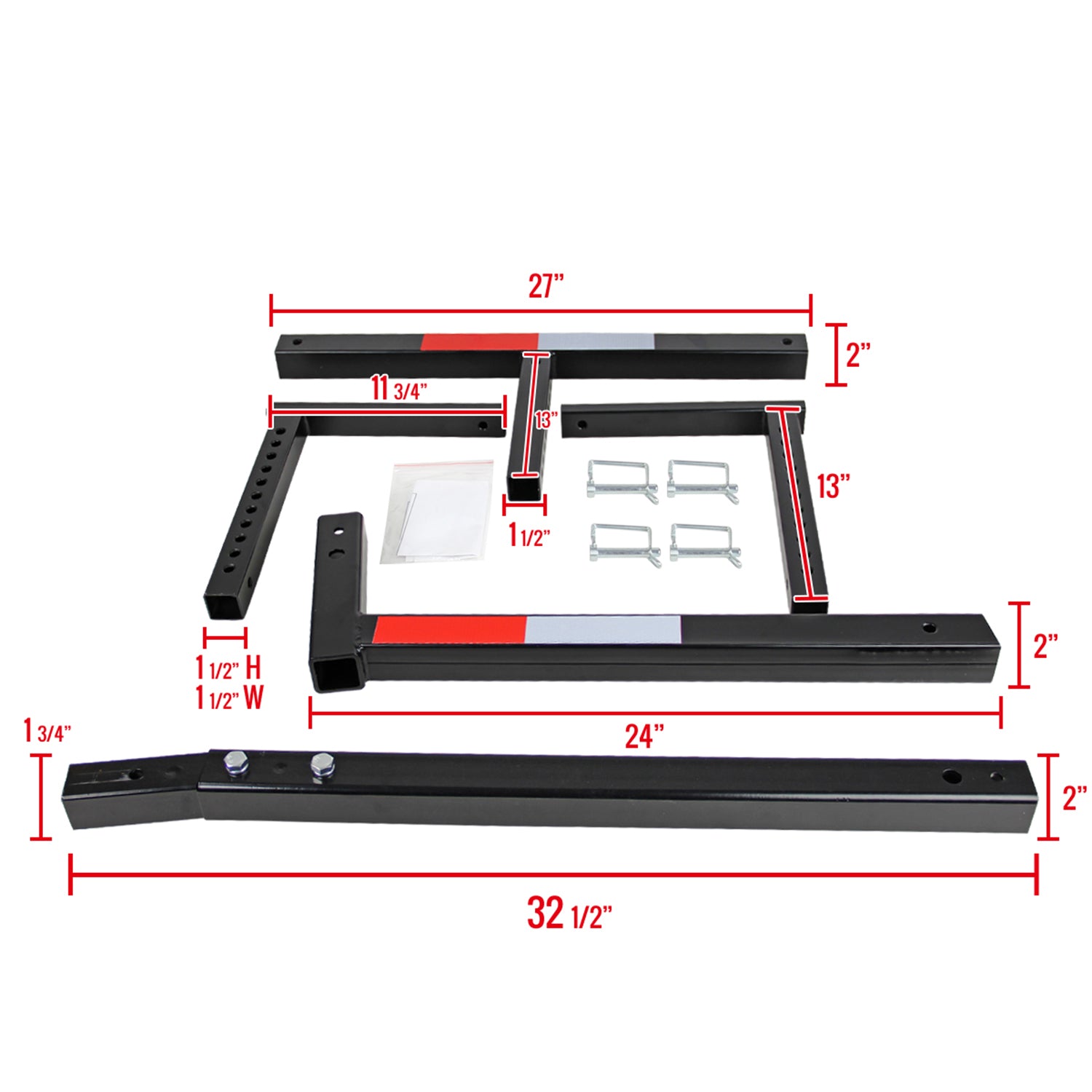 Universal Black Steel Adjustable Truck Bed 2" Hitch Extender