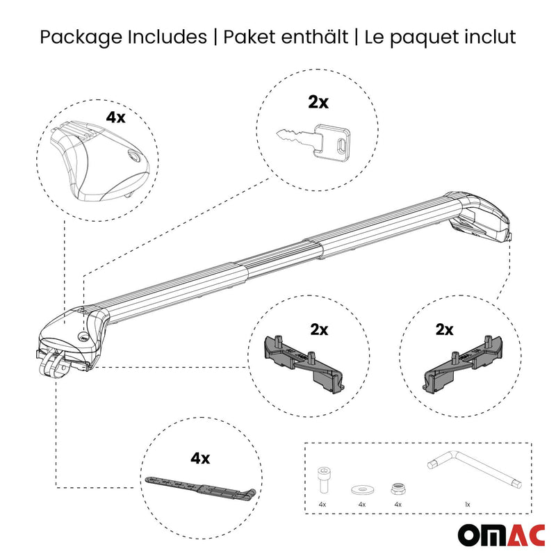 For Toyota 4Runner 2010-2024 Roof Rack Cross Bars Silver Luggage Carrier 2 Pcs