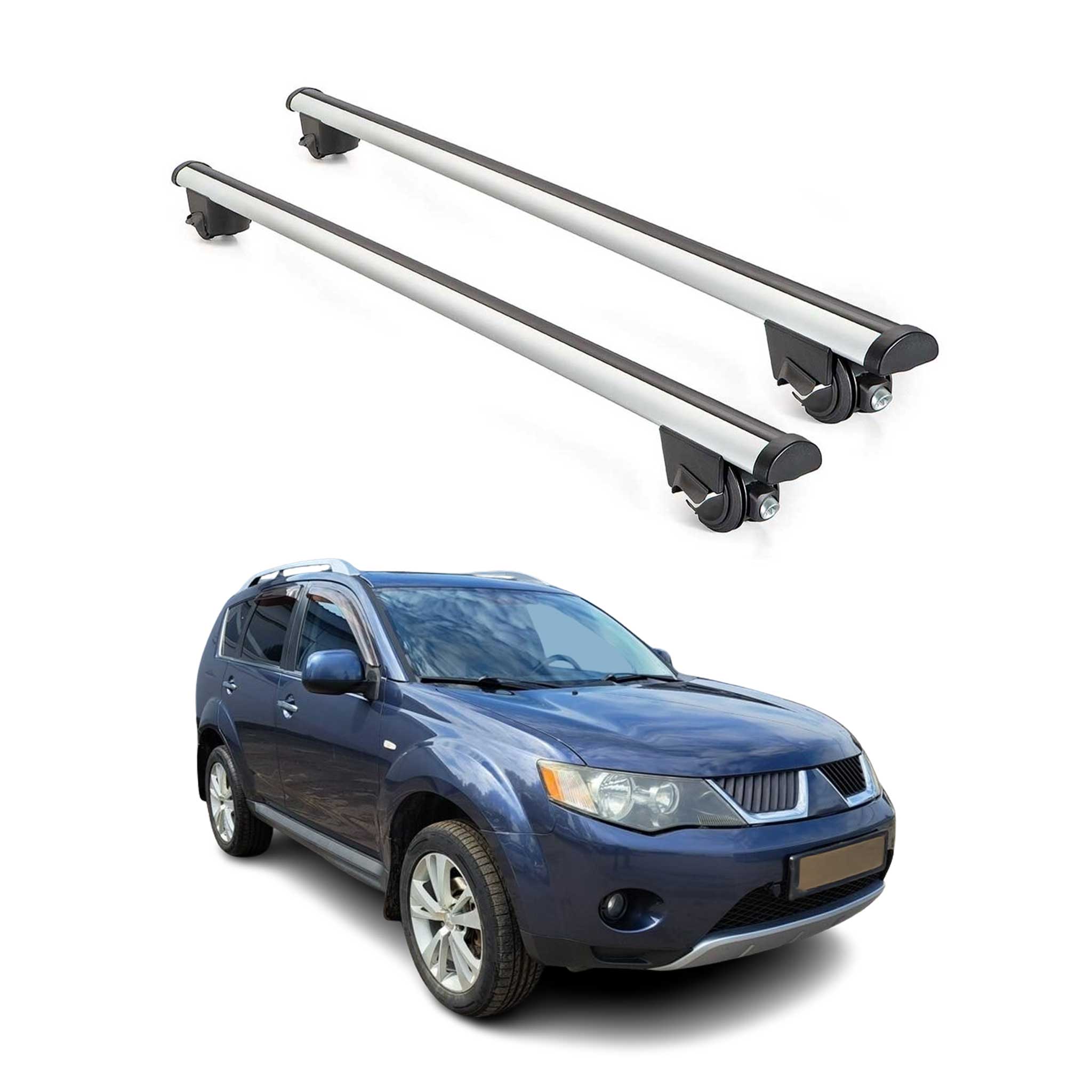 2007-2013 Mitsubishi Outlander Roof Rack Cross Bars Silver