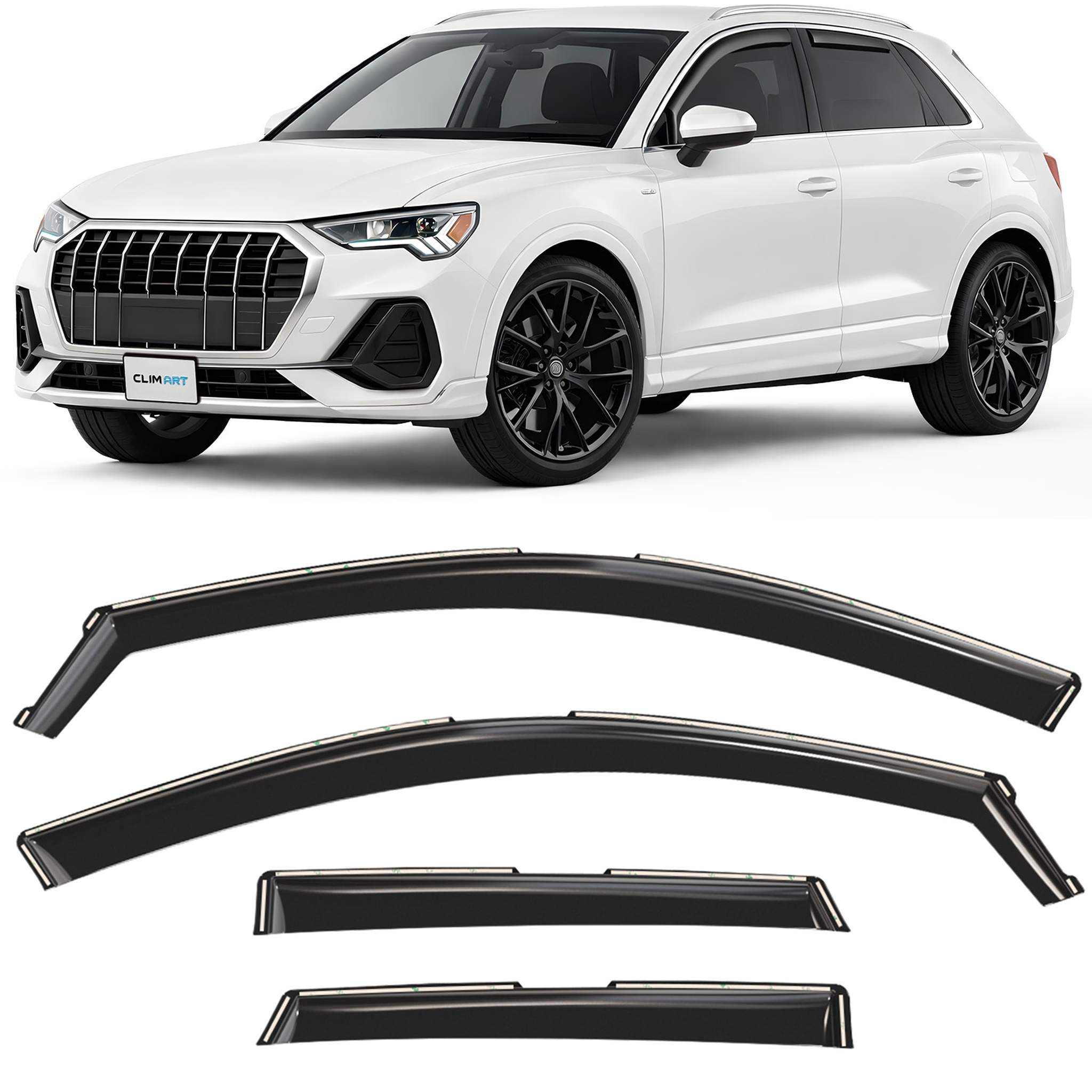 Clim Art Wind Deflectors for Audi Q3 2019-2026 In-channel Dark Smoke 4Pcs