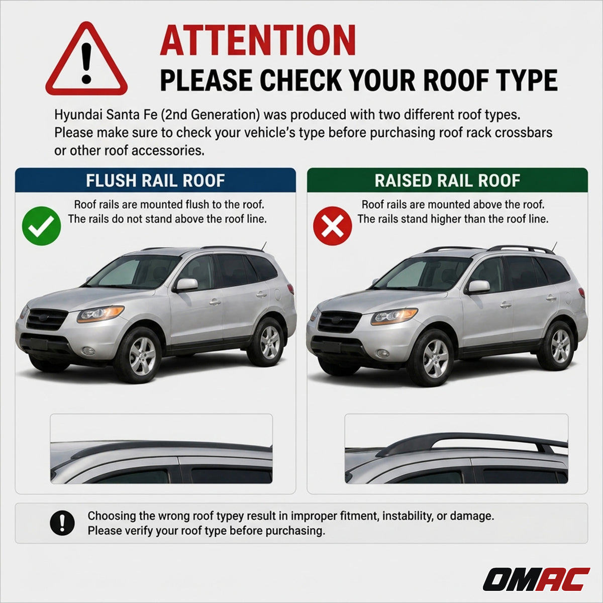 2007-2012 Hyundai Santa Fe Roof Rack Cross Bars Silver