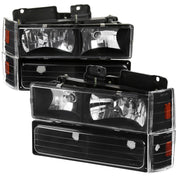 1988-1993 Chevy C/K Blazer/Tahoe/Silverado/Yukon Headlights Lights Set Black