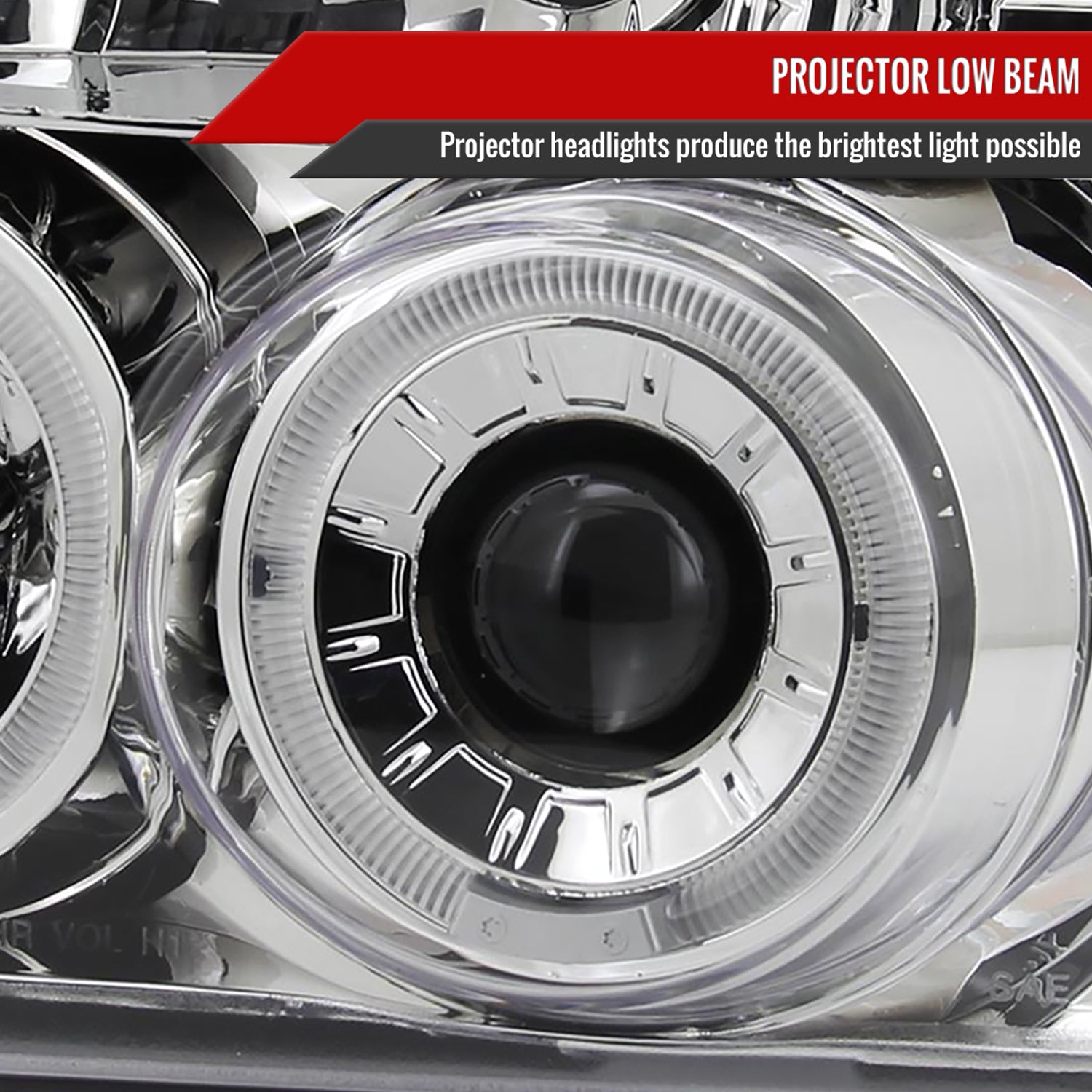 1992-1996 Ford F150 F-250 F-350 Bronco Dual Halo Projector Headlights Chrome