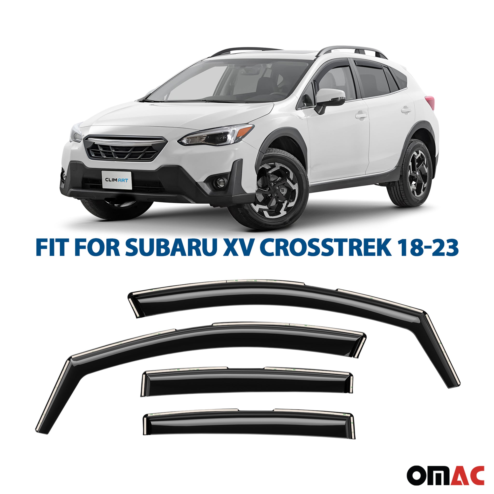 Clim Art Wind Deflectors for Subaru XV Crosstrek 2018-2023 Shatterproof 4 Pcs