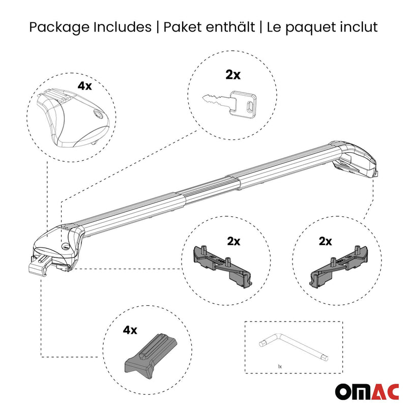 For Kia Soul EV 2020-2023 Roof Rack Cross Bars Silver Luggage Carrier 2 Pcs