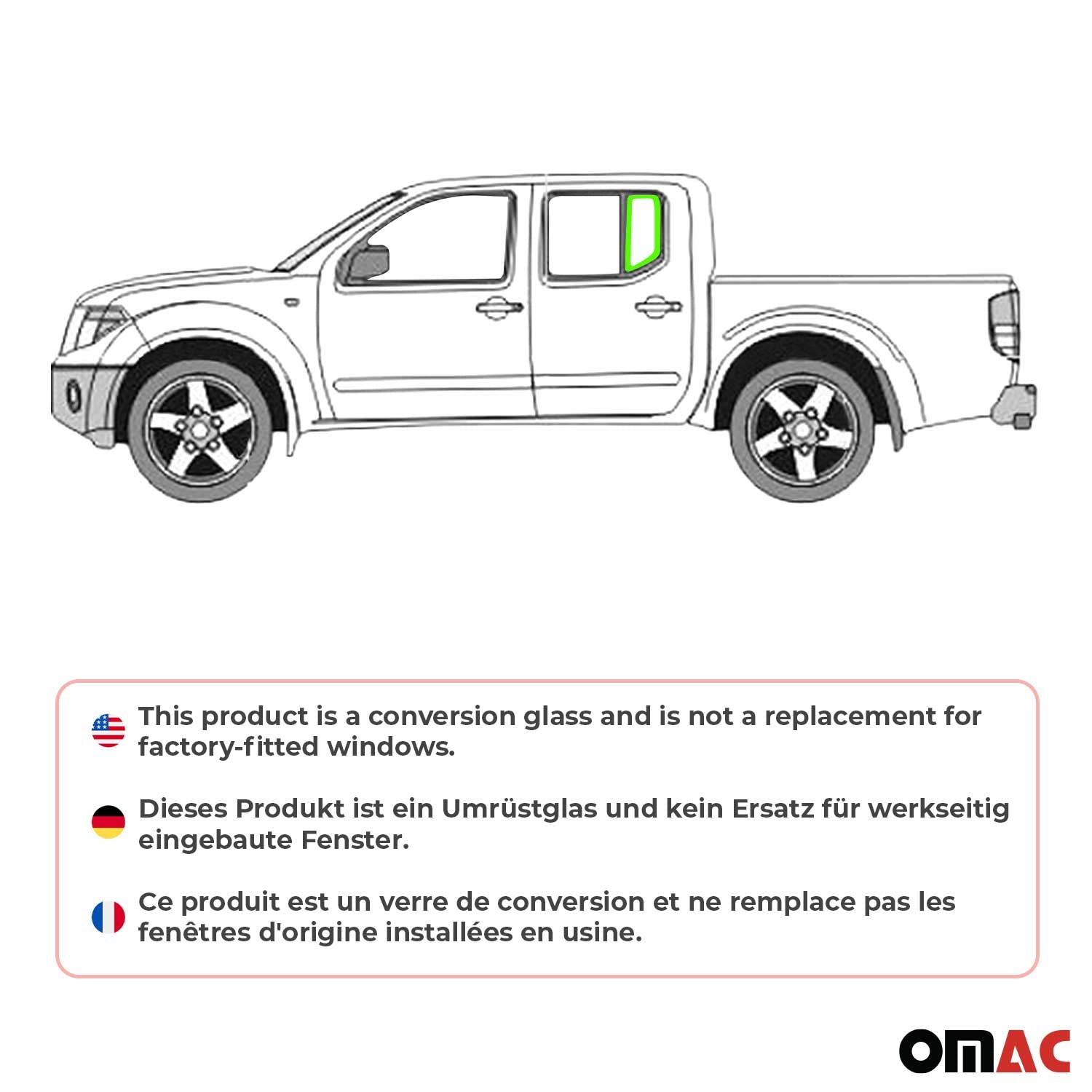 2005-2021 Nissan Frontier Window Quarter Glass Rear Left Black