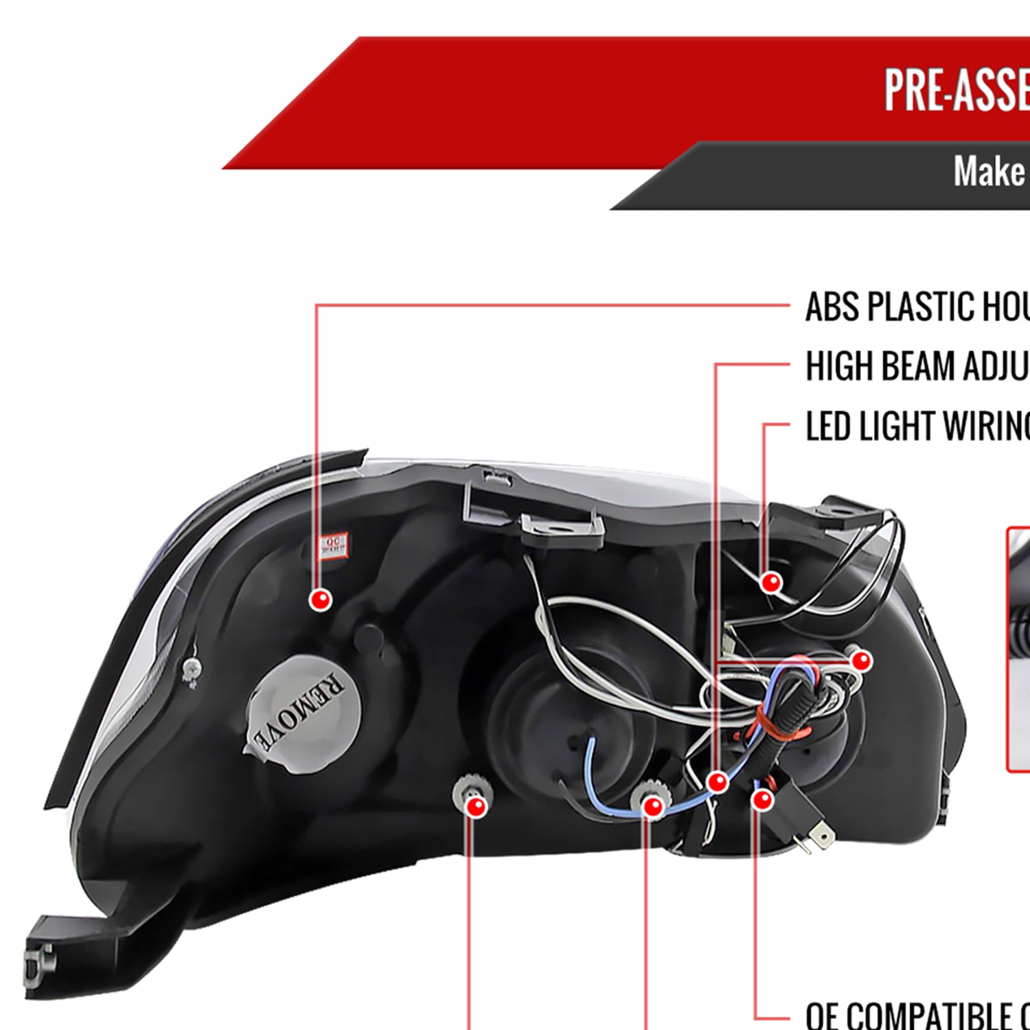 1999-2000 Honda Civic Dual Halo Projector Headlights Matte Black/Clear Lens