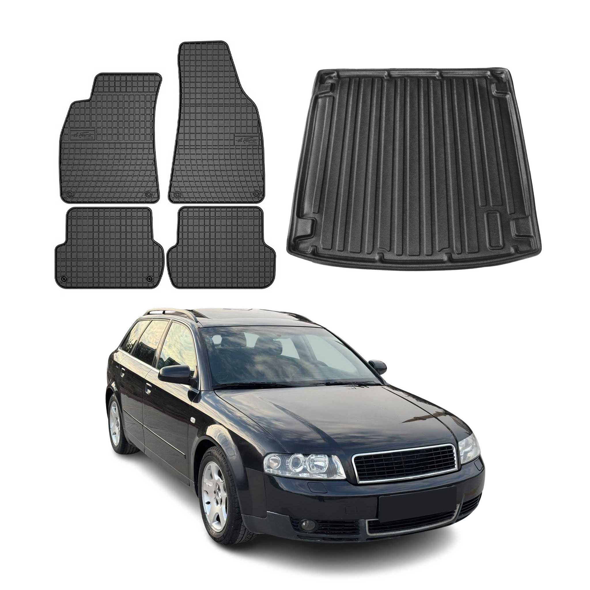 2002-2005 Audi A4 S4 Wagon Floor Mats & Cargo Liner Full Set All Weather Black