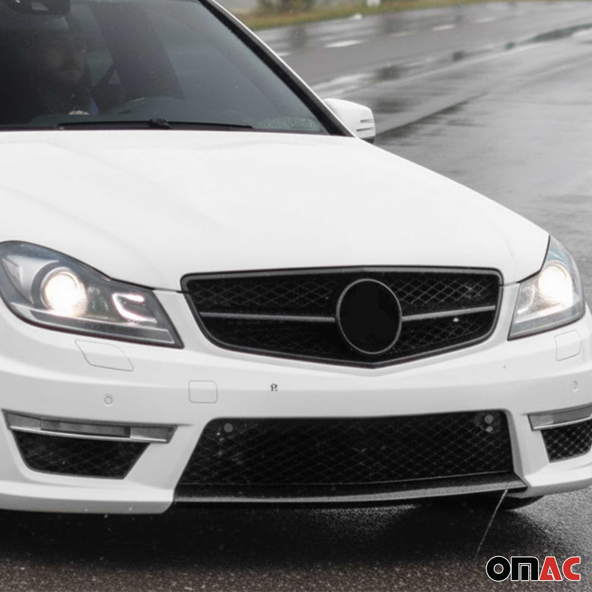 2010-2014 Mercedes C Class W204 Sedan AMG Style All Gloss Black Front Grill