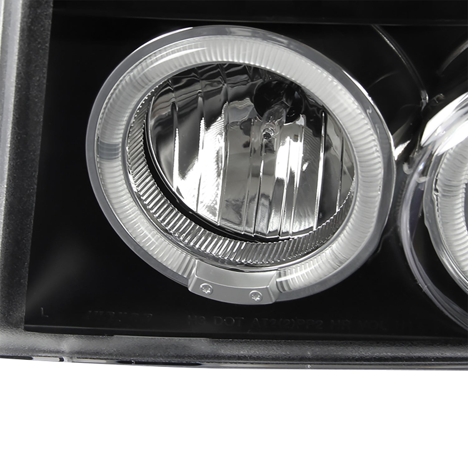 1992-1996 Ford F-150 F-250 F-350 Bronco Dual Halo Headlights - V2 Black