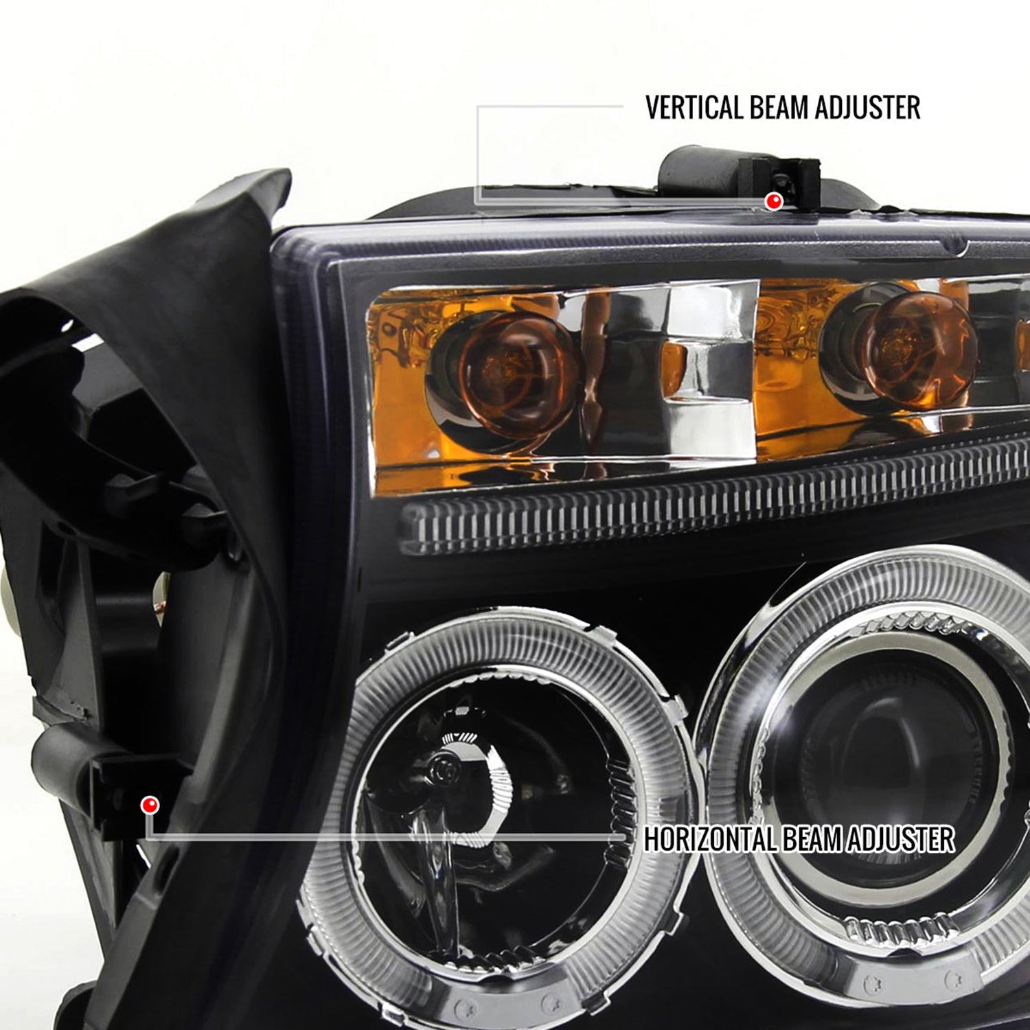 1997-2004 Dodge Dakota/ 1998-2003 Durango Dual Halo Projector Headlights Black