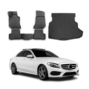 2015-2019 Mercedes C Class W205 C63 Floor Mats & Cargo Liner Full Set All Weather Black