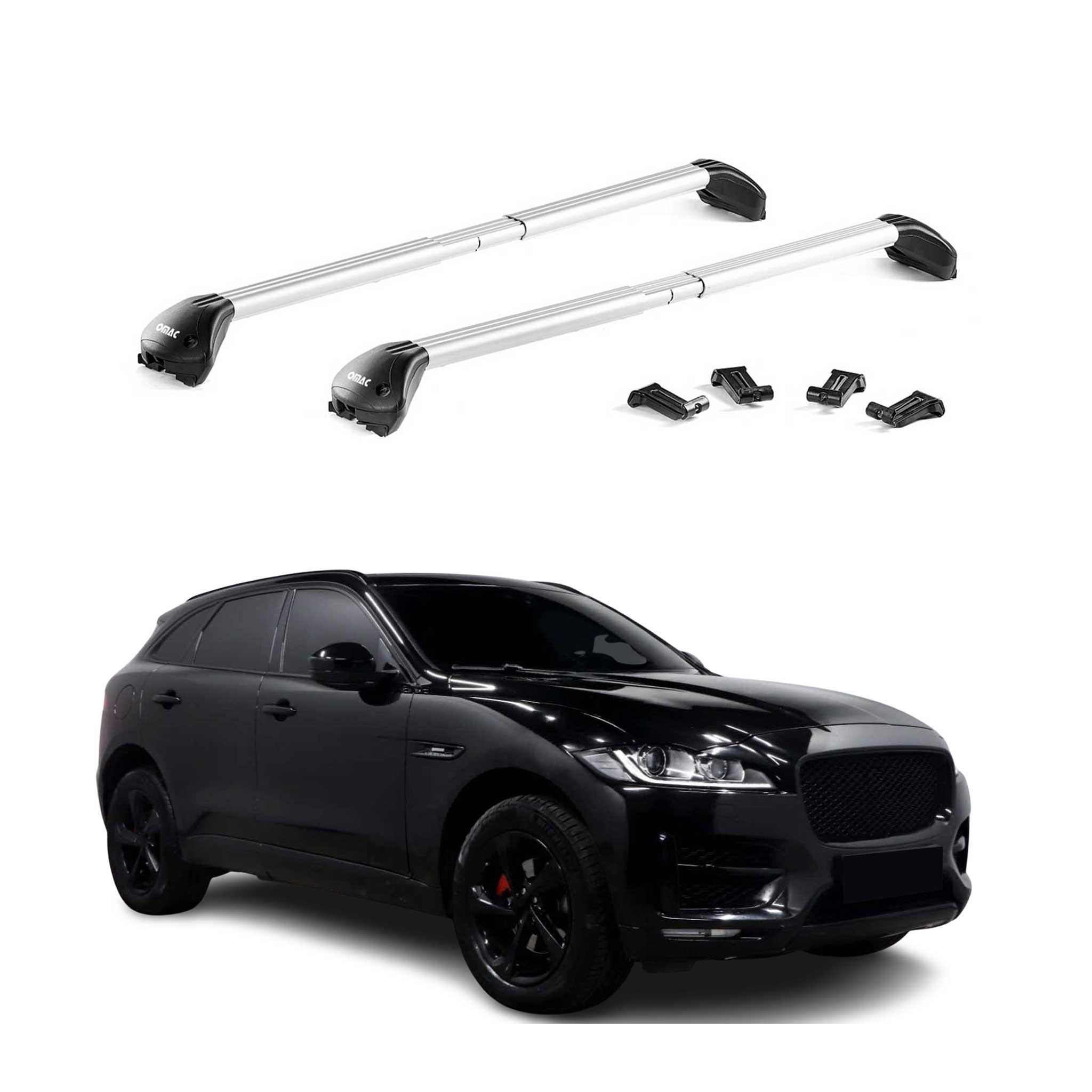 Roof Rack Cross Bars Luggage Carrier for Jaguar F-Pace 2017-2025 Alu Silver 2x