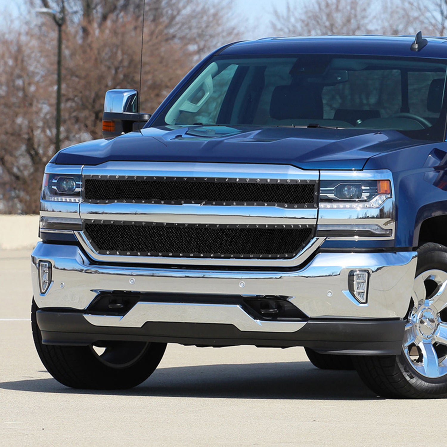 2016-2018 Chevy Silverado 1500 Rivet Style Black Steel Mesh Grille Insert