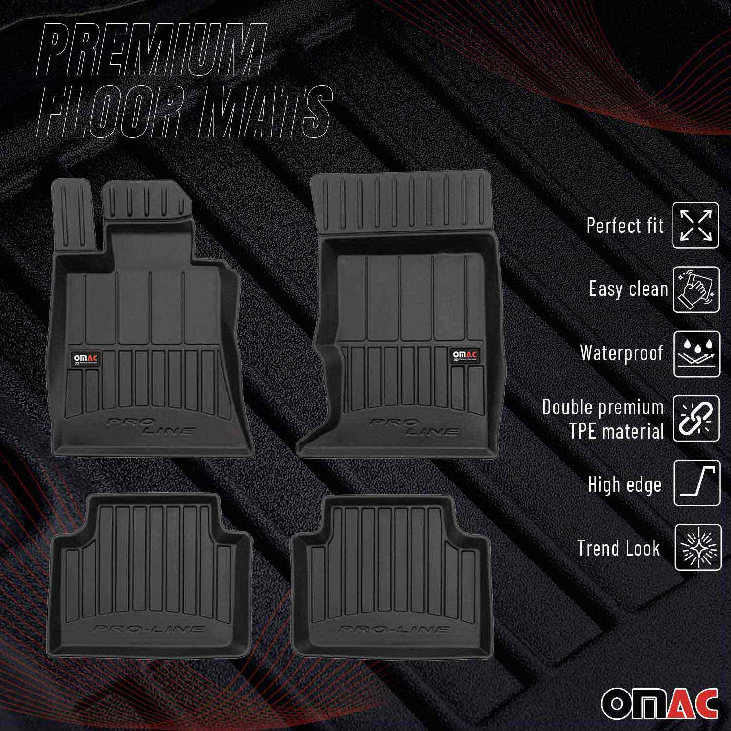 2017-2026 Alfa Romeo Giulia AWD Premium Floor Mats Liners Full Set All Weather Heavy Duty Black