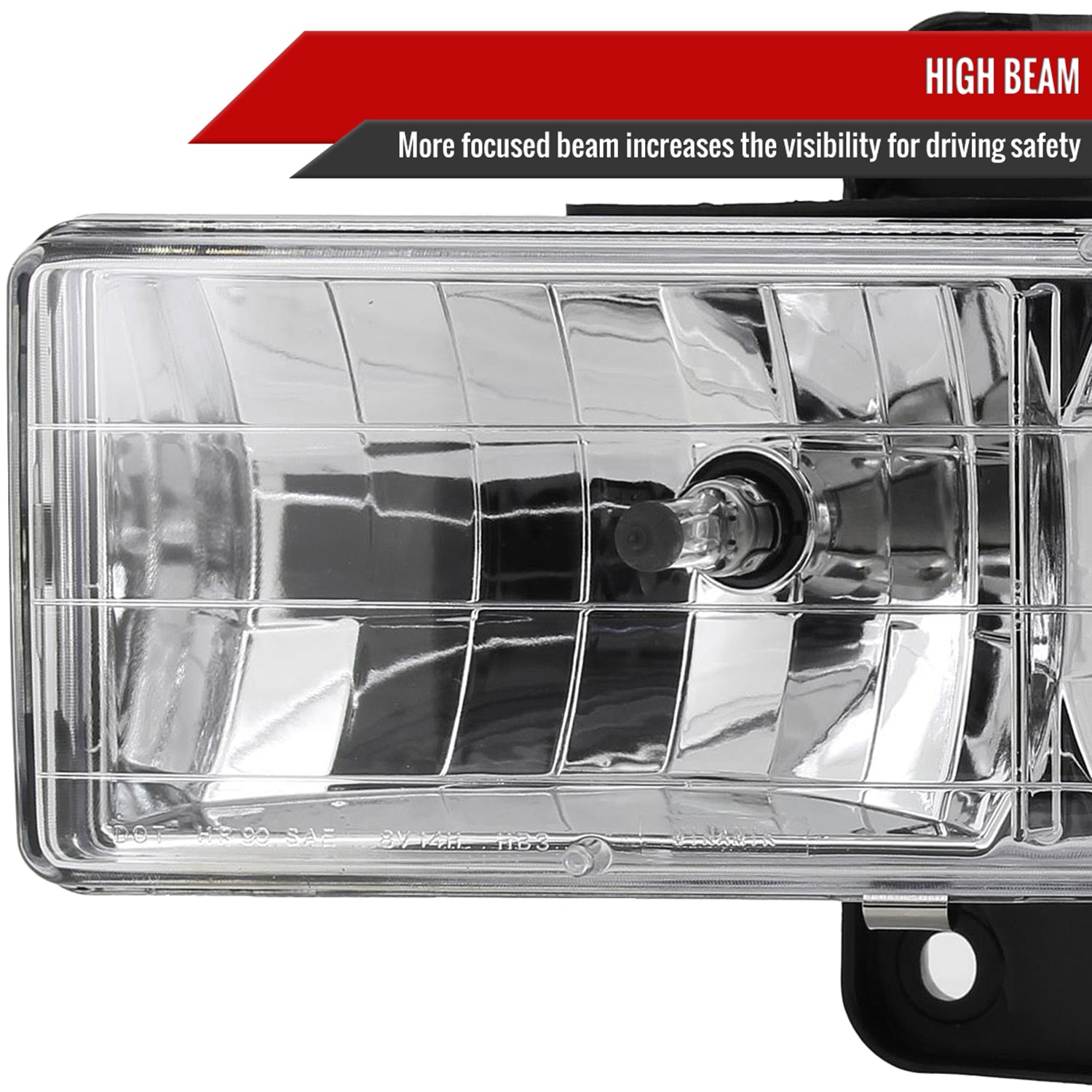 1988-1998 Chevy C/K C10/Tahoe/Sierra/Yukon/Suburban Crystal Headlights Chrome