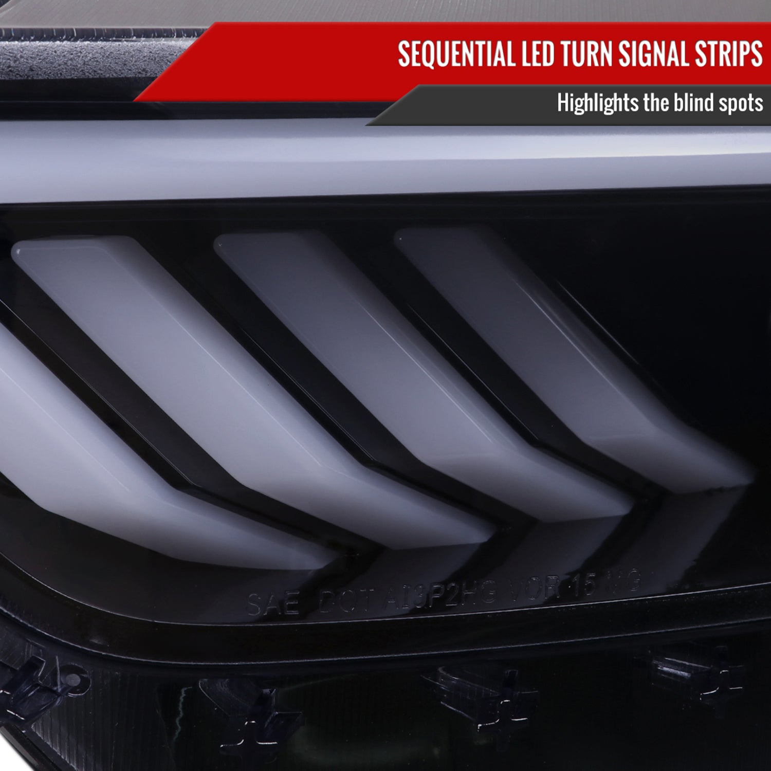 2015-2017 Ford Mustang HID-Type LED Turn Signal Projector Headlights Smoke