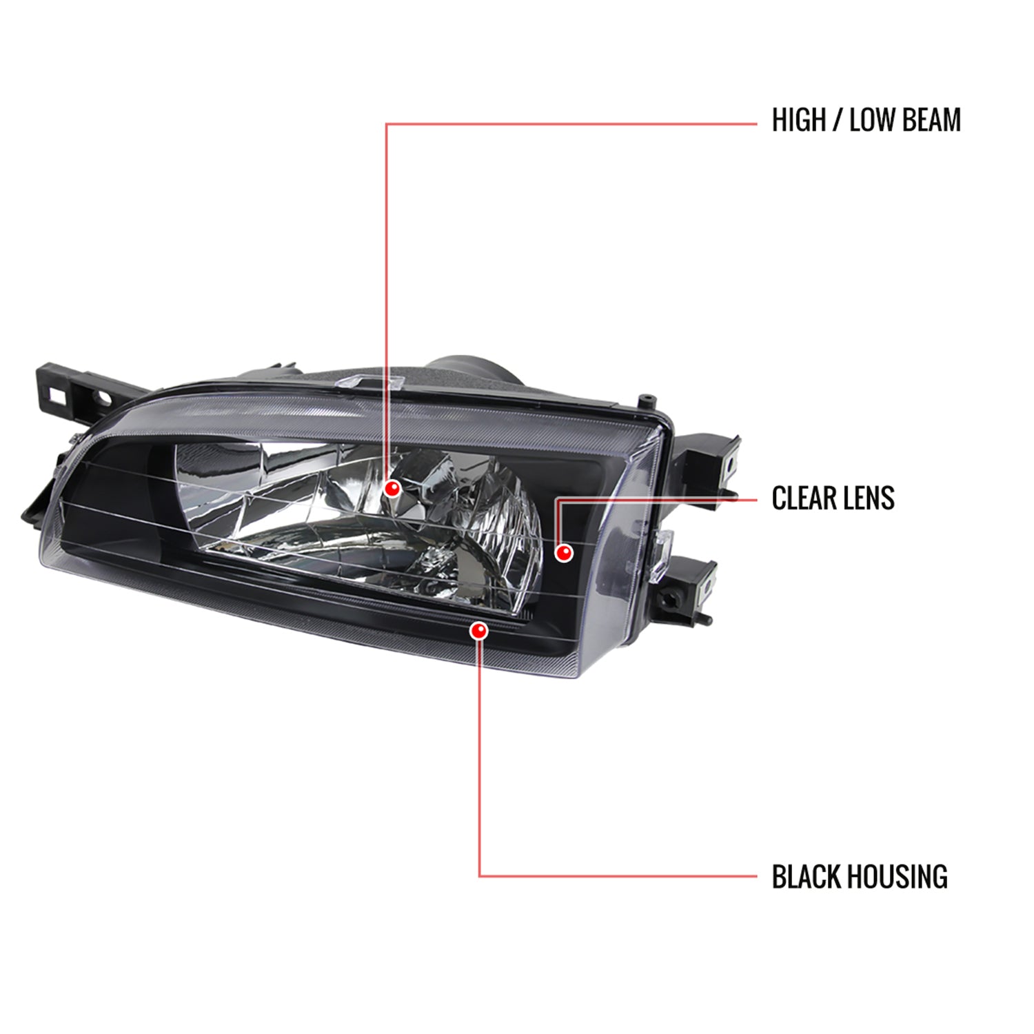 1995-2001 Subaru Impreza Factory Style Crystal Headlights Matte Black/Clear