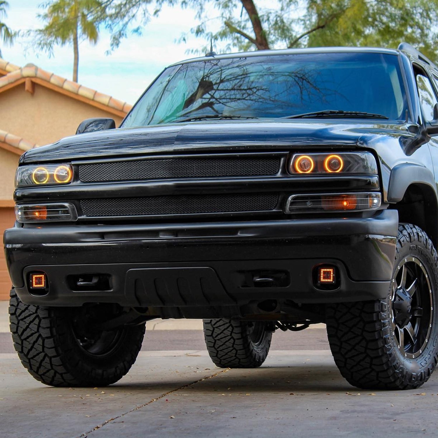 1999-2002 Chevy Silverado/ 00-2006 Tahoe Suburban Bumper Lights Matt Black