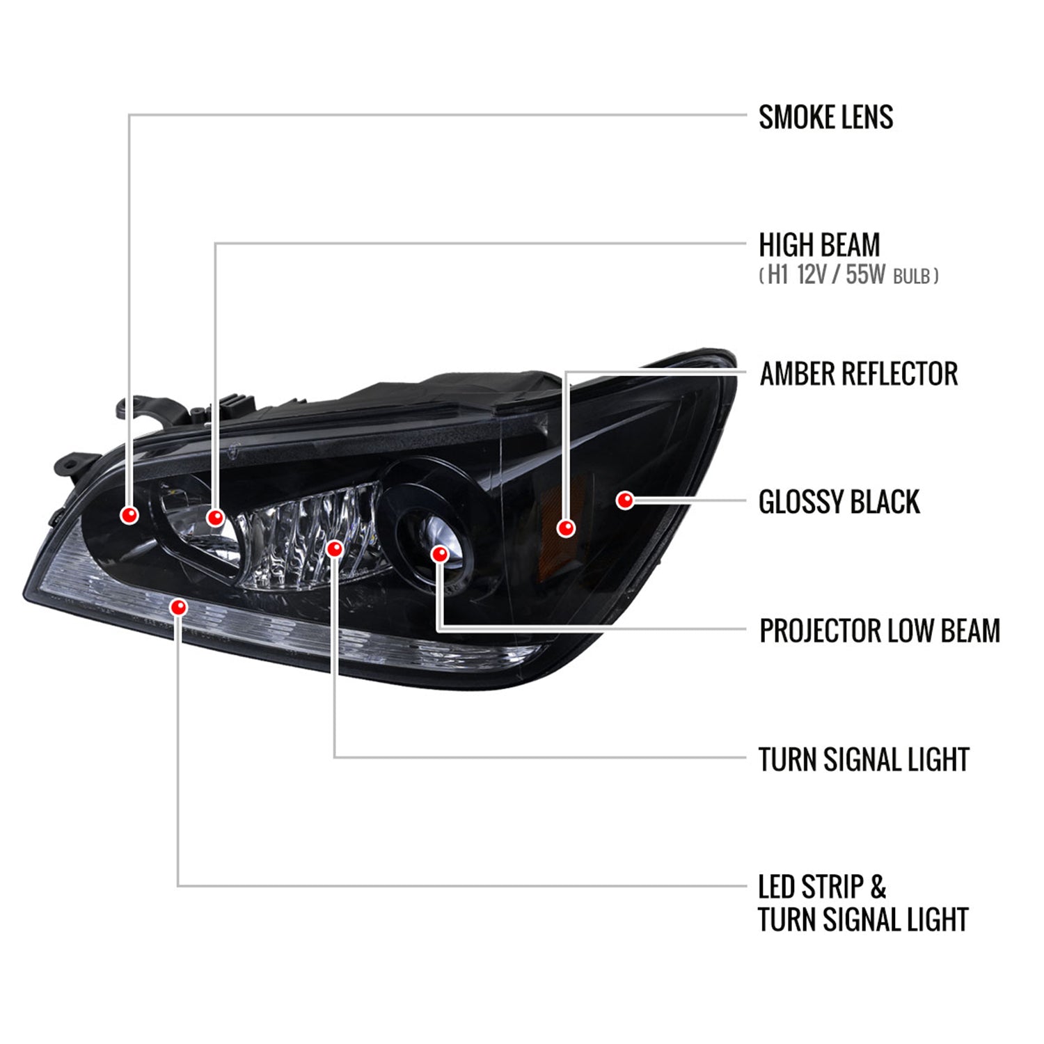 2001-2005 Lexus IS300 Projector Headlights LED Light & LED Signal Lights Smoke