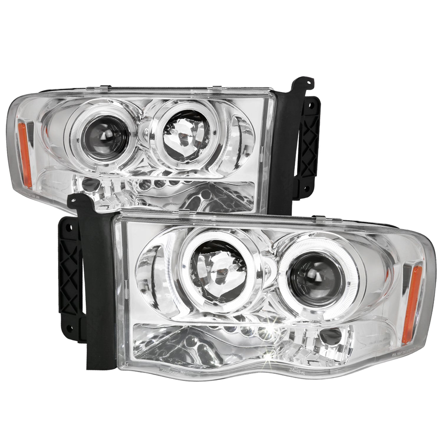 2002-2005 Dodge RAM 1500/ 03-2005 RAM 2500 3500 Dual Halo Headlights Chrome