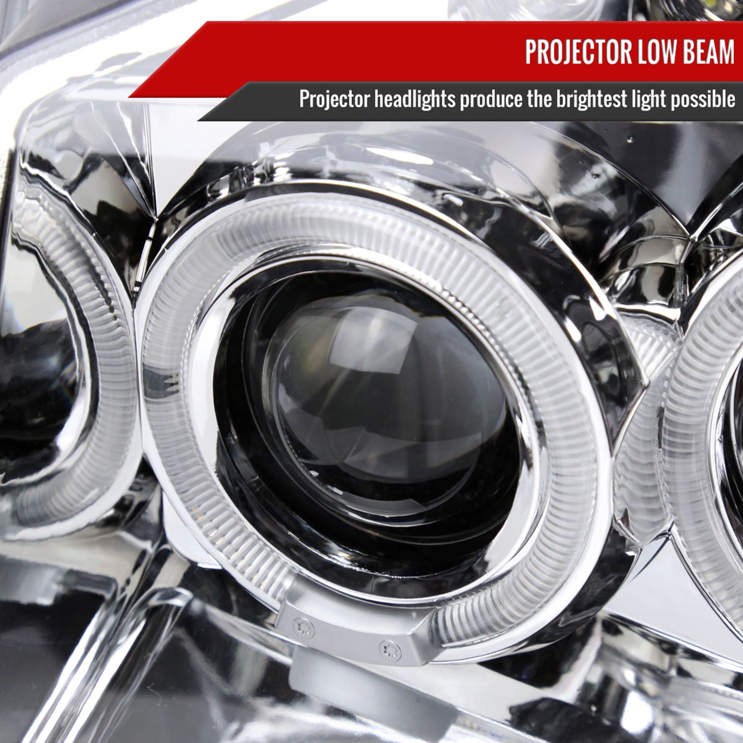 2001-2004 Nissan Frontier Dual Halo Projector Headlights Chrome/Clear Lens