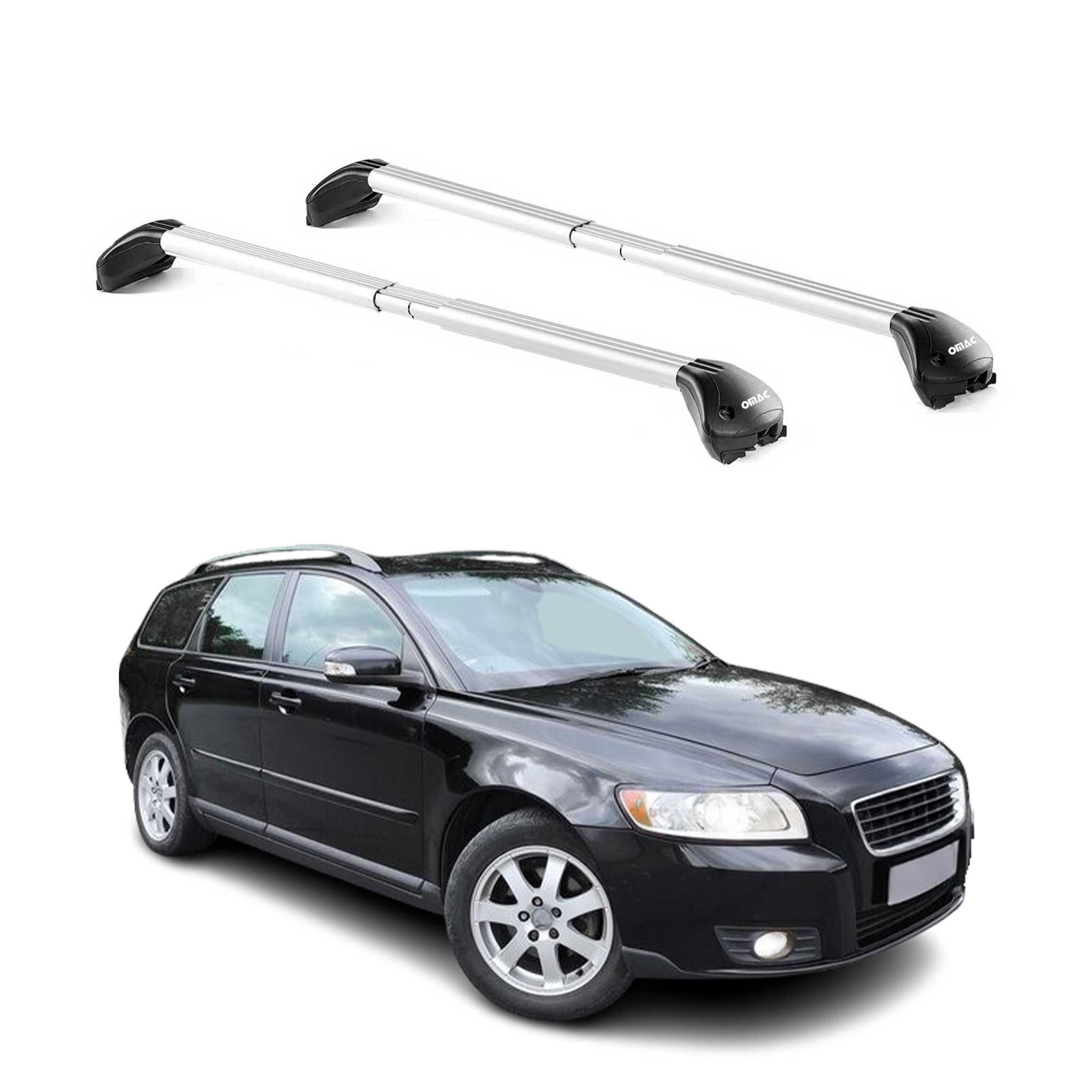Roof Rack Cross Bars Luggage Carrier for Volvo V50 2005-2007 Alu Silver 2Pcs
