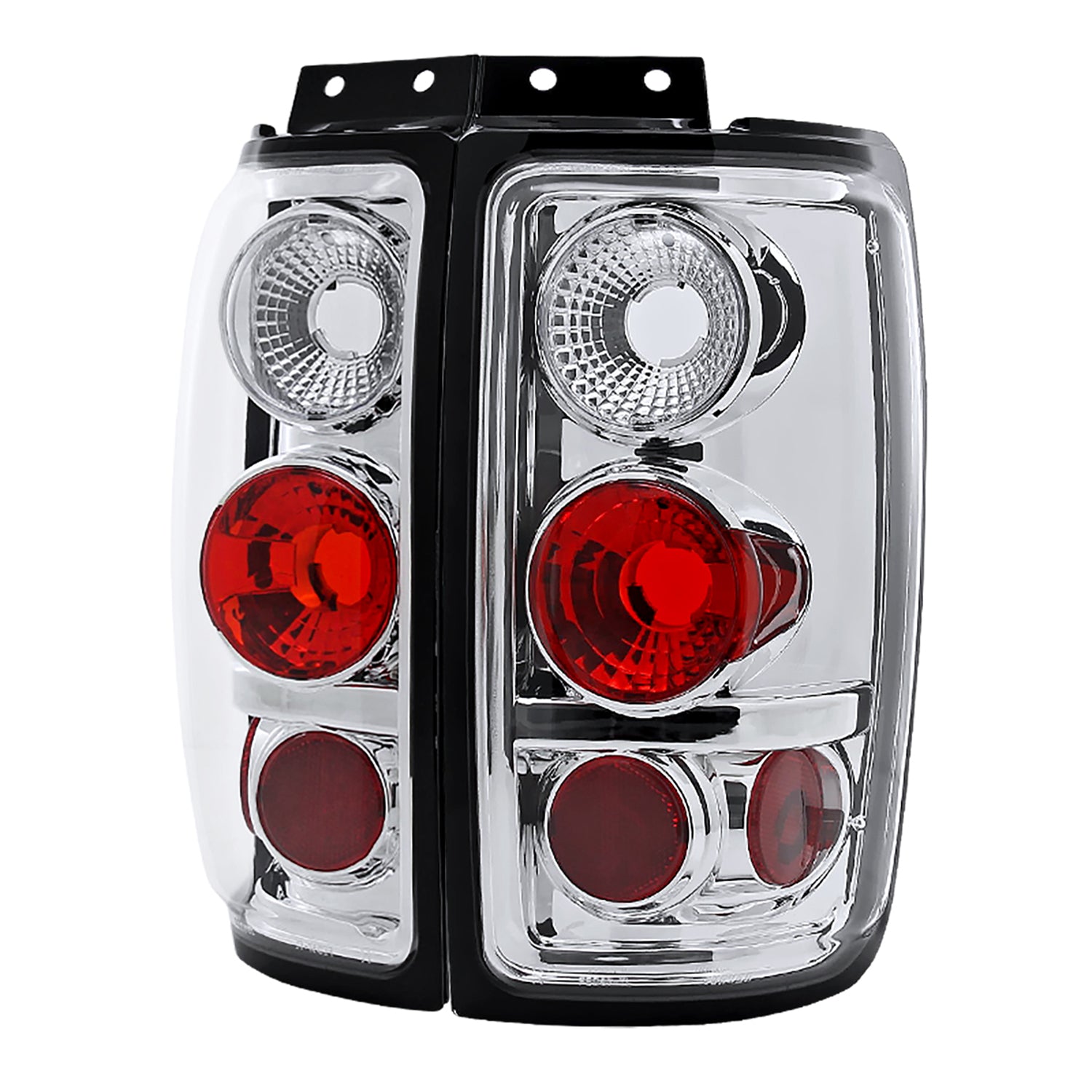 1997-2002 Ford Expedition Tail Lights Chrome Housing/Clear Lens