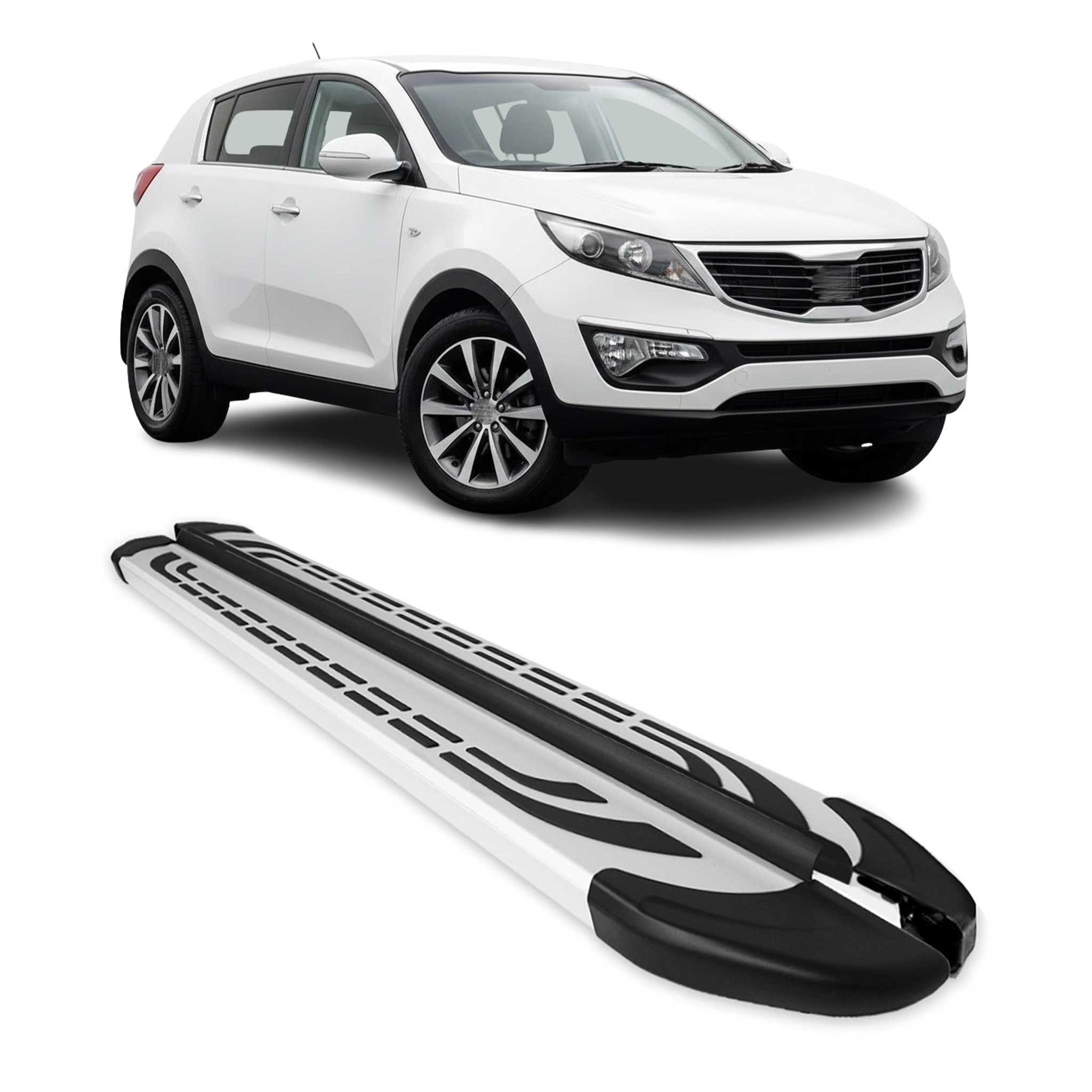2011-2016 Kia Sportage Running Boards Side Steps Silver
