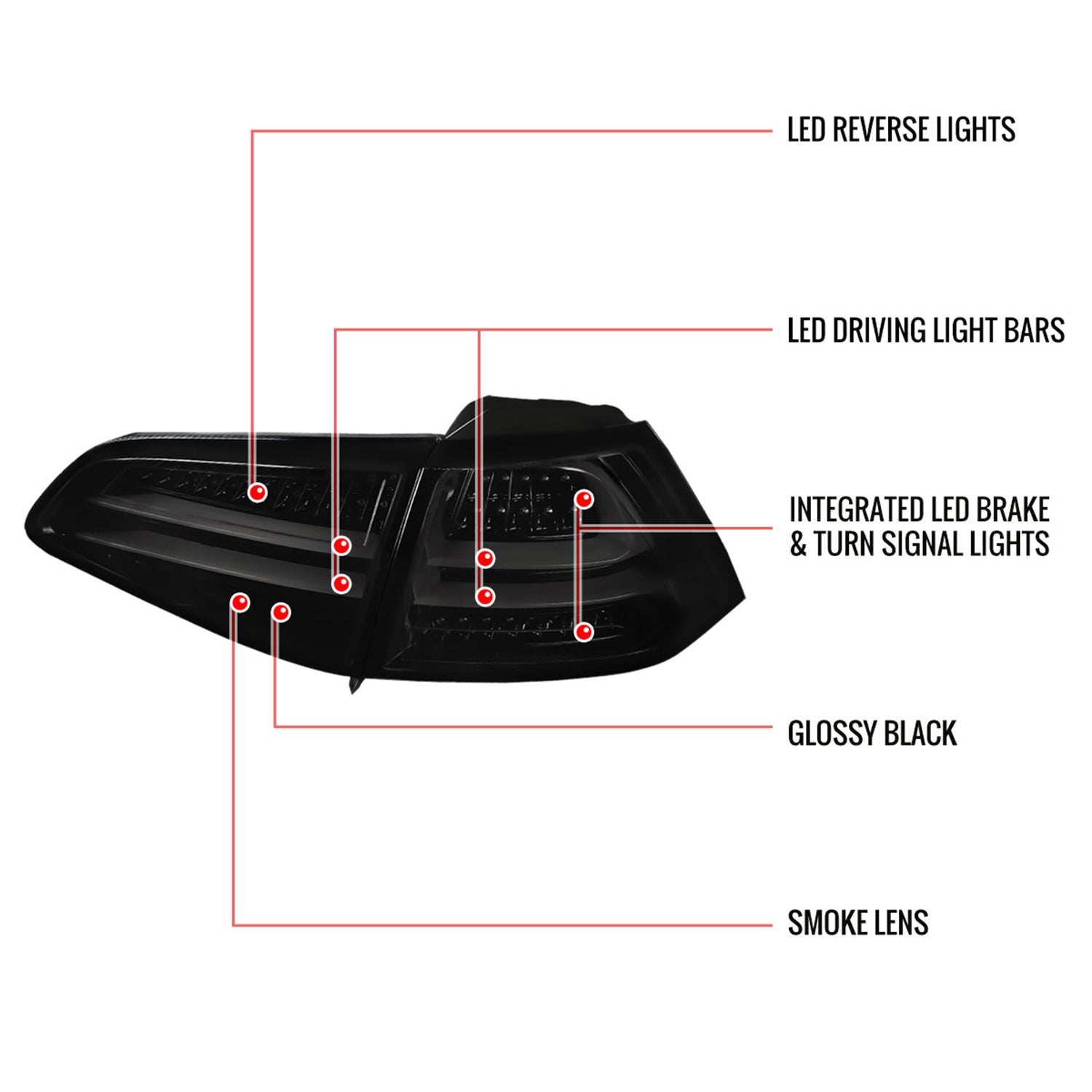2015-2017 VW Golf/GTI LED Tail Lights Glossy Black/Smoke Lens