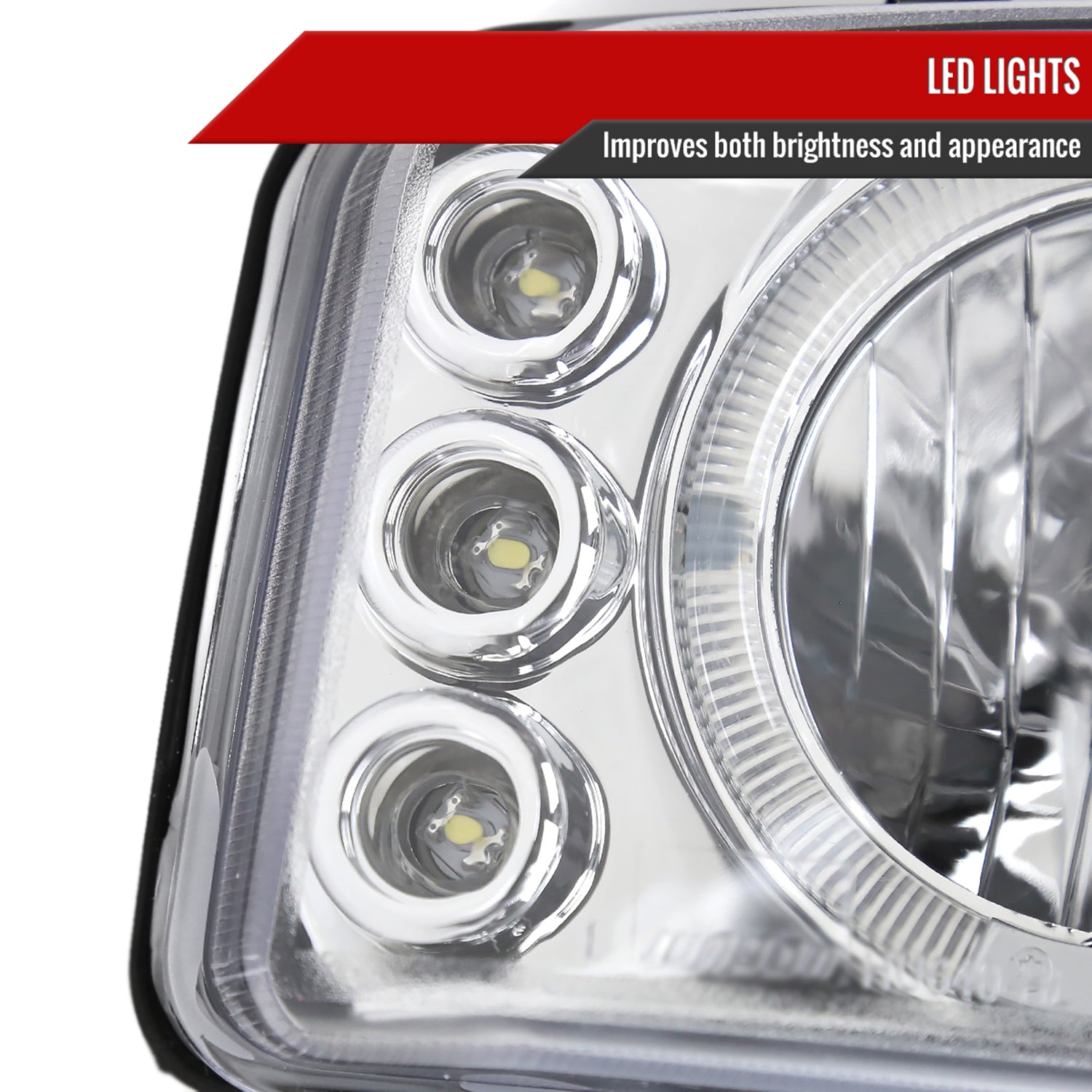 1999-2006 GMC Sierra/Yukon XL/SLT Dual Halo Headlights&Bumper Lights Chrome