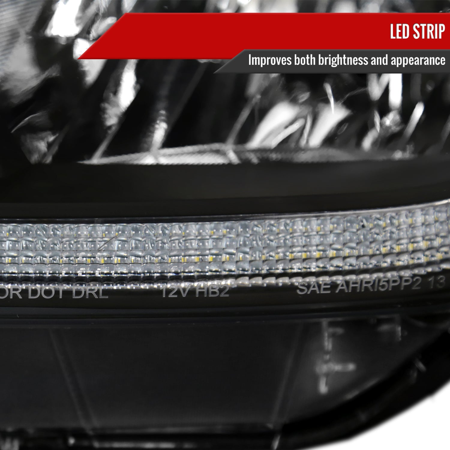2014-2021 Toyota Tundra Factory Headlights w/LED Light Strip Matt Black/Clear