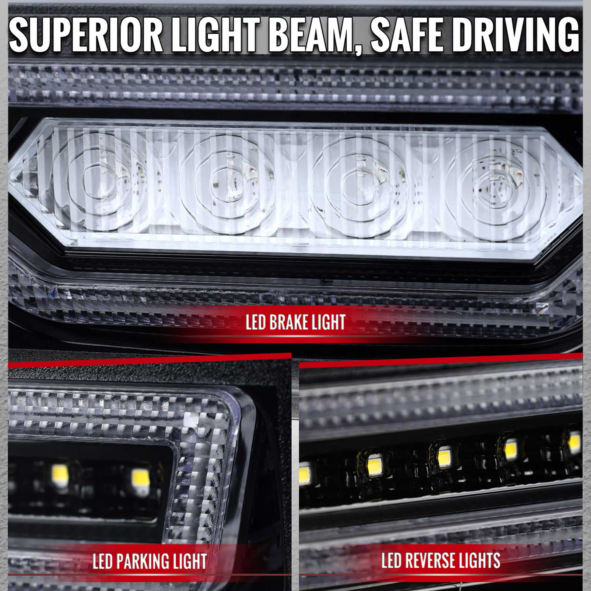 For Toyota GR86 / Subaru BRZ 2022-2024 Rear Bumper Full LED 4th Reverse Tail Brake Light Jet Black Housing Clear Lens