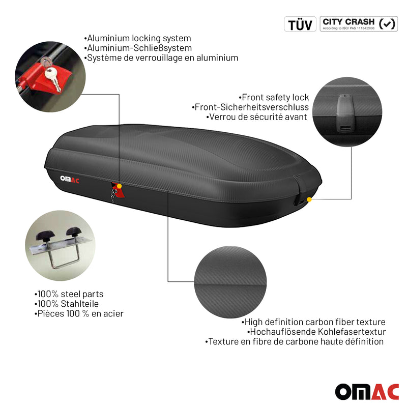 Roof Cargo Box 12.4 Cubic Feet Carbon Fiber Textured