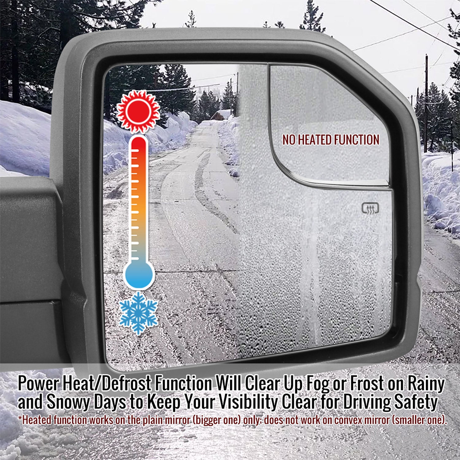 2015-2020 Ford F-150 Black Heated Side Mirror LED Turn Signal Passenger Side