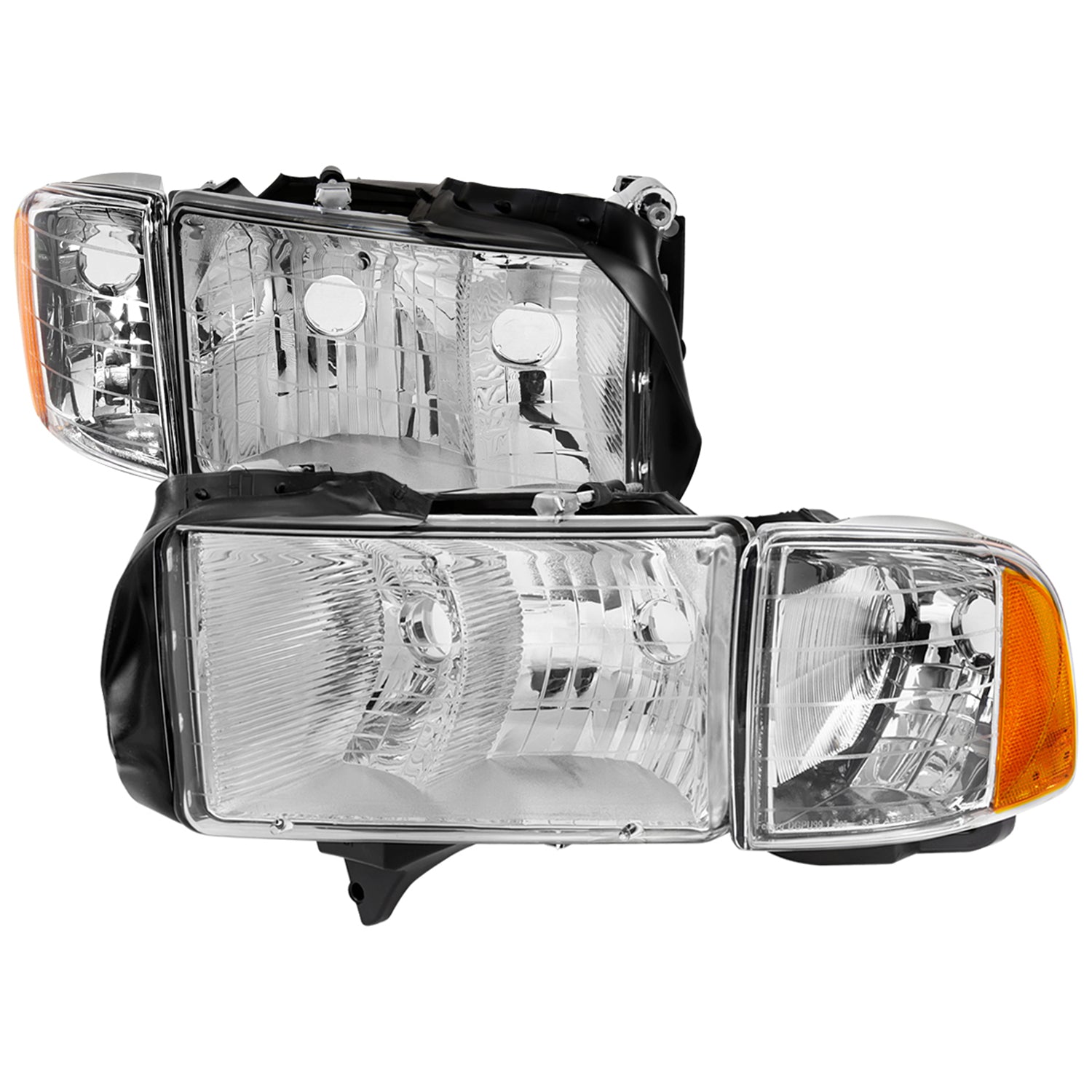 1999-2001 Dodge RAM 1500 Sport Factory Headlights and Corner Lights Chrome