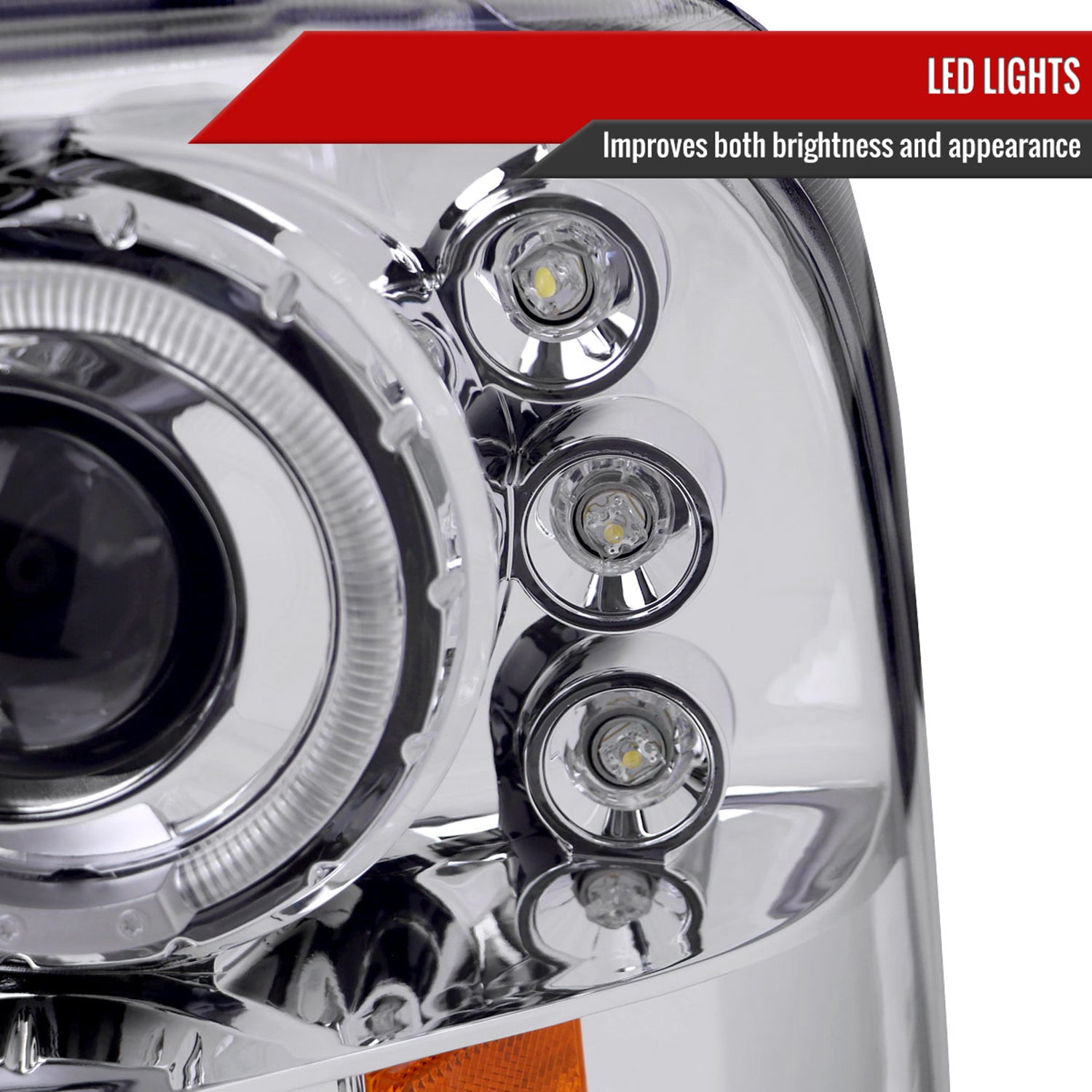1999-2004 Ford Excursion F-250 F-350 F-450 F-550 Dual Halo Headlights Chrome