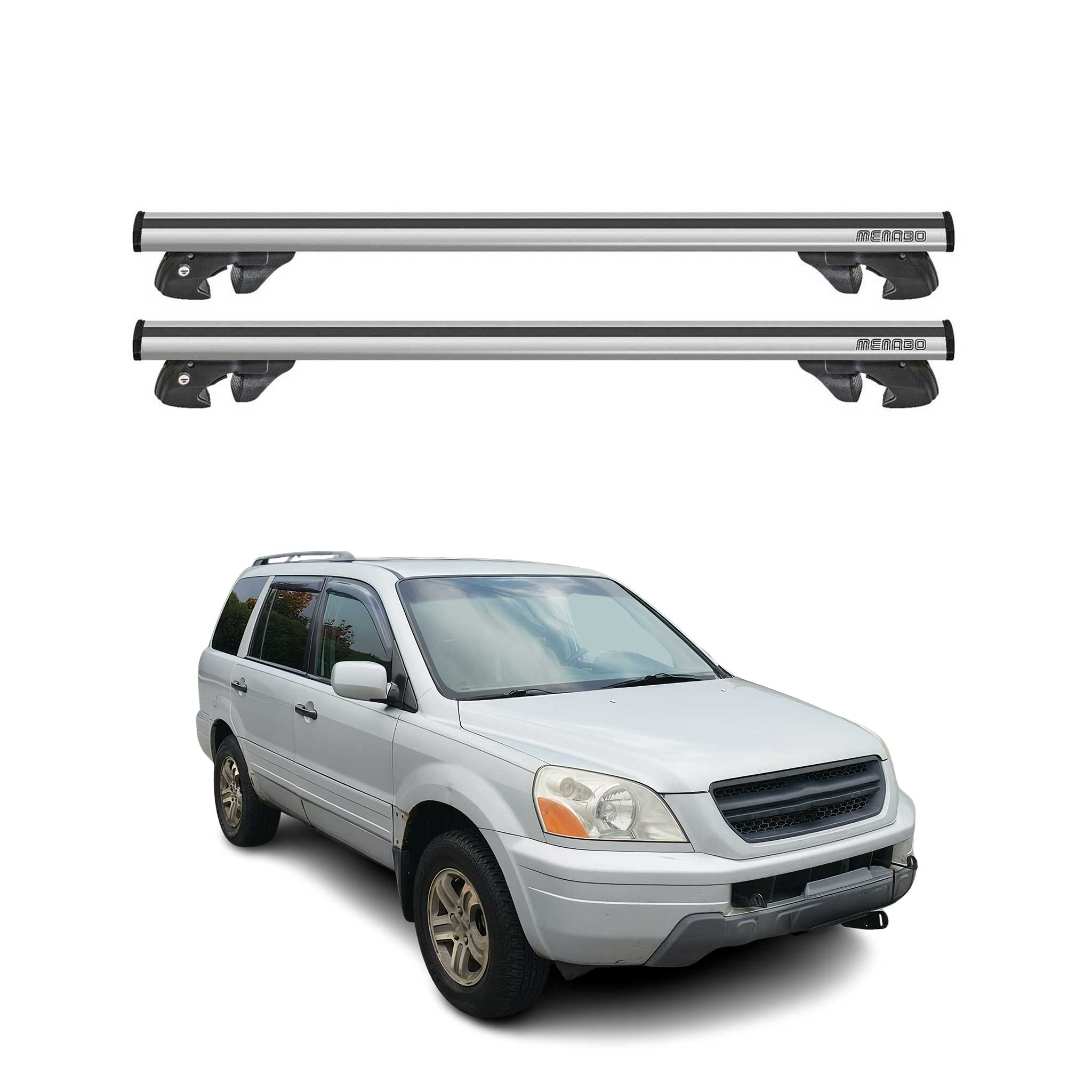 2003-2008 Honda Pilot Roof Rack Cross Bars Silver