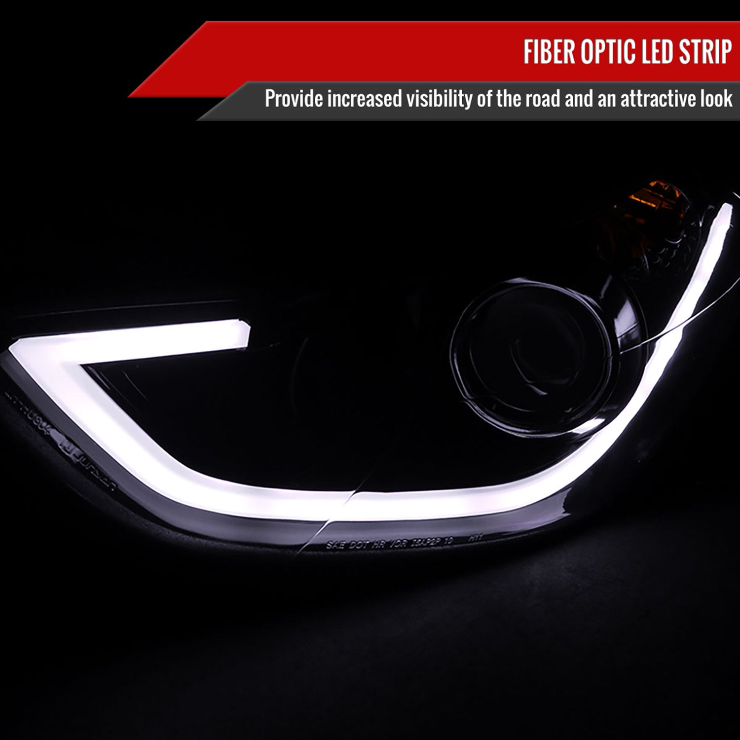 2011-2013 Hyundai Elantra Projector Headlights w/ LED Bar Glossy Black/Smoke