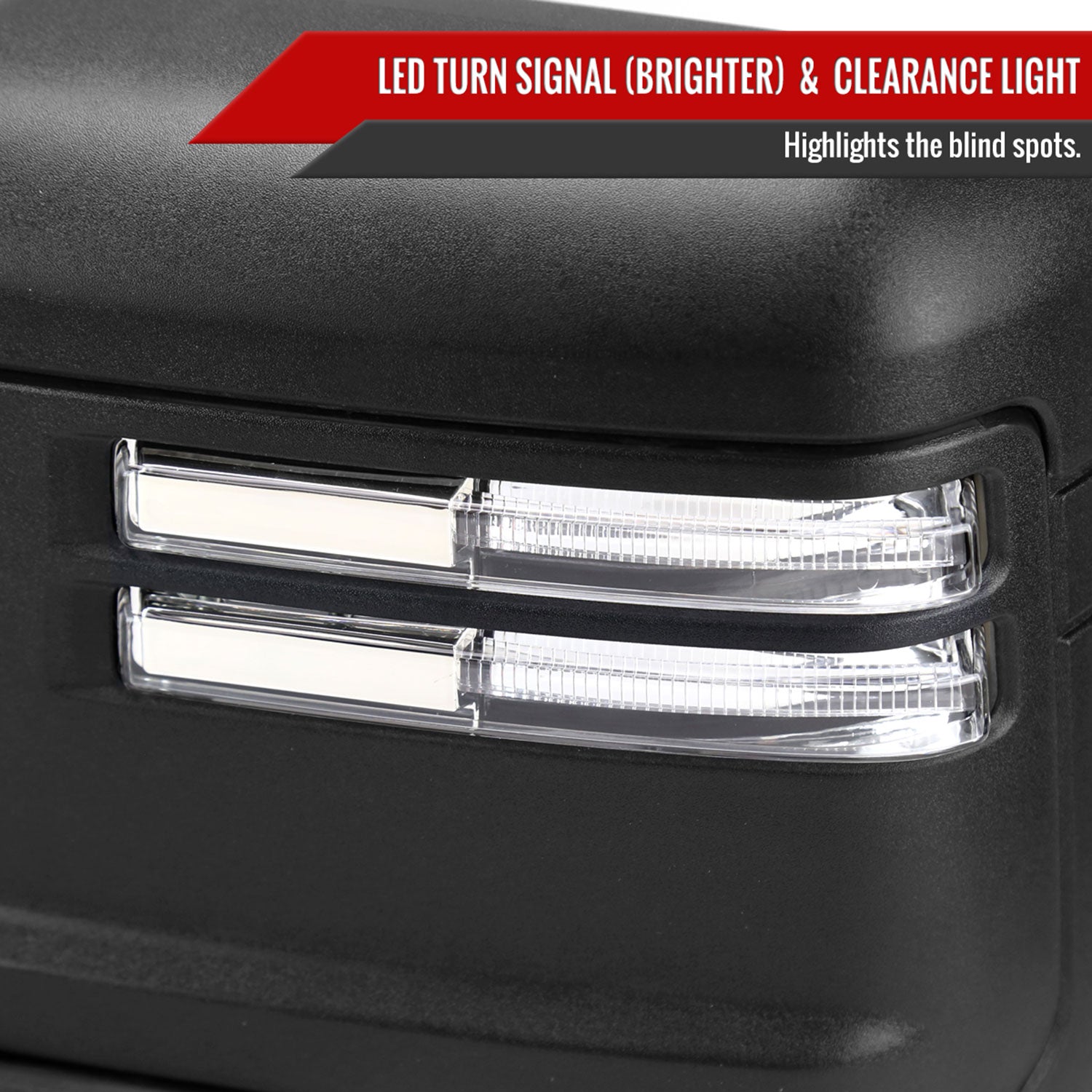 2019-2023 Chevy Silverado 1500 Heated & Manual Black Towing Mirrors Clear Lens