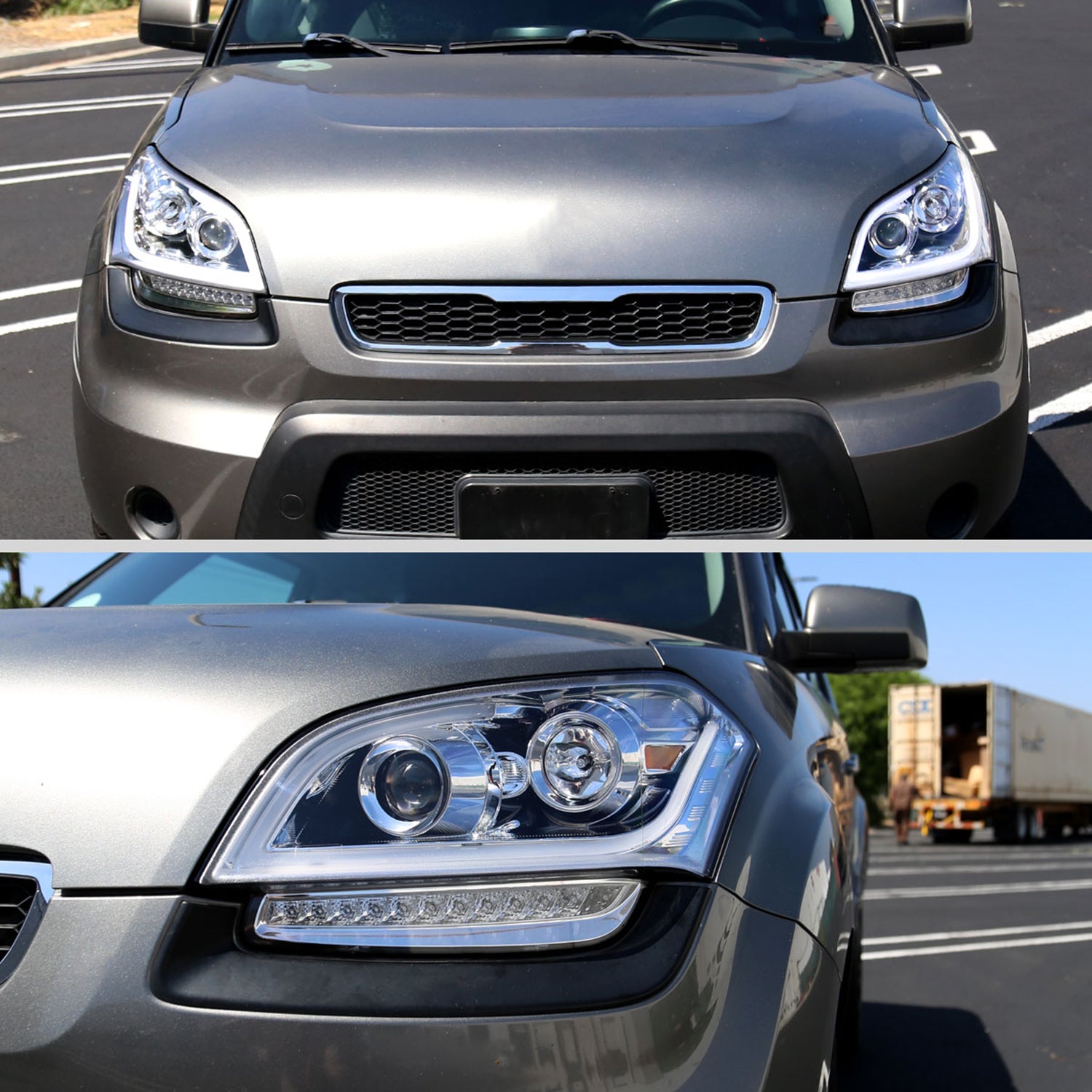 2010-2011 Kia Soul Projector Headlights LED Light Bar&LED Signal Lights Chrome