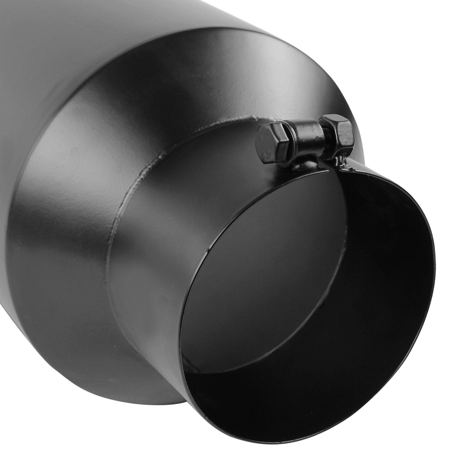 Universal 5" Inlet/8" Outlet Black Stainless Steel Bolt-On Angled Exhaust Tip