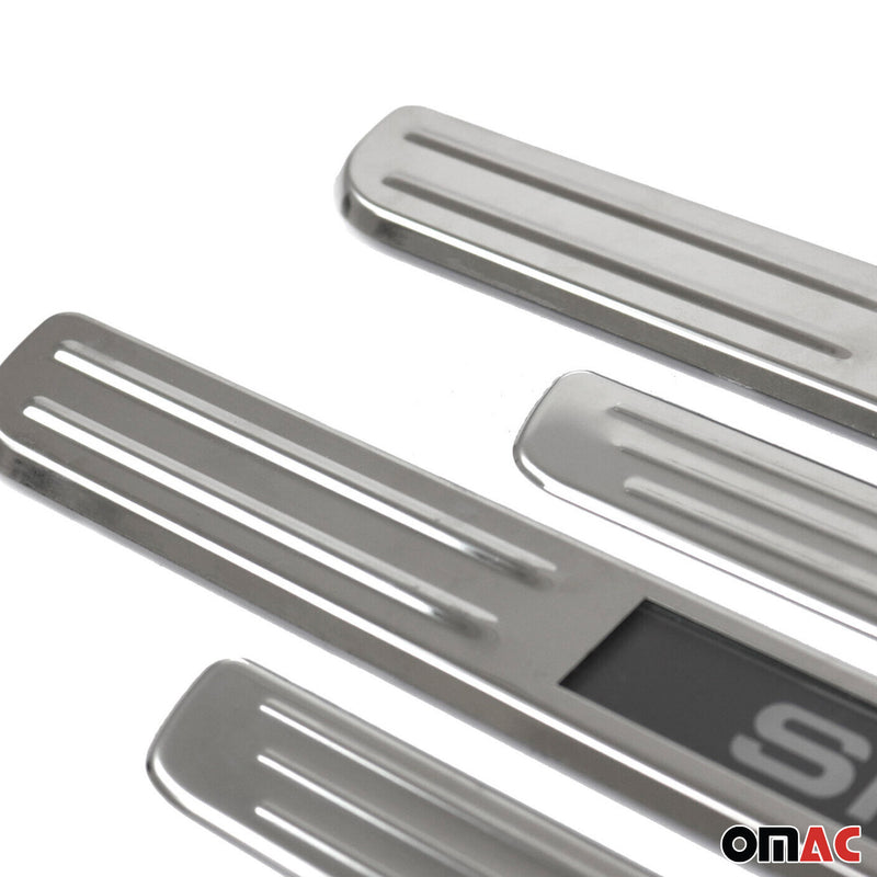 GMC Yukon Door Sill Scuff Plate Illuminated Sport Steel Silver 4 Pcs